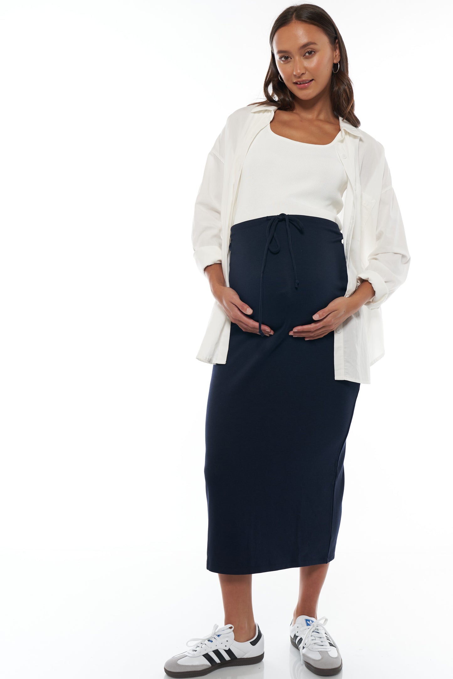Navy Maternity Midi Skirt -2