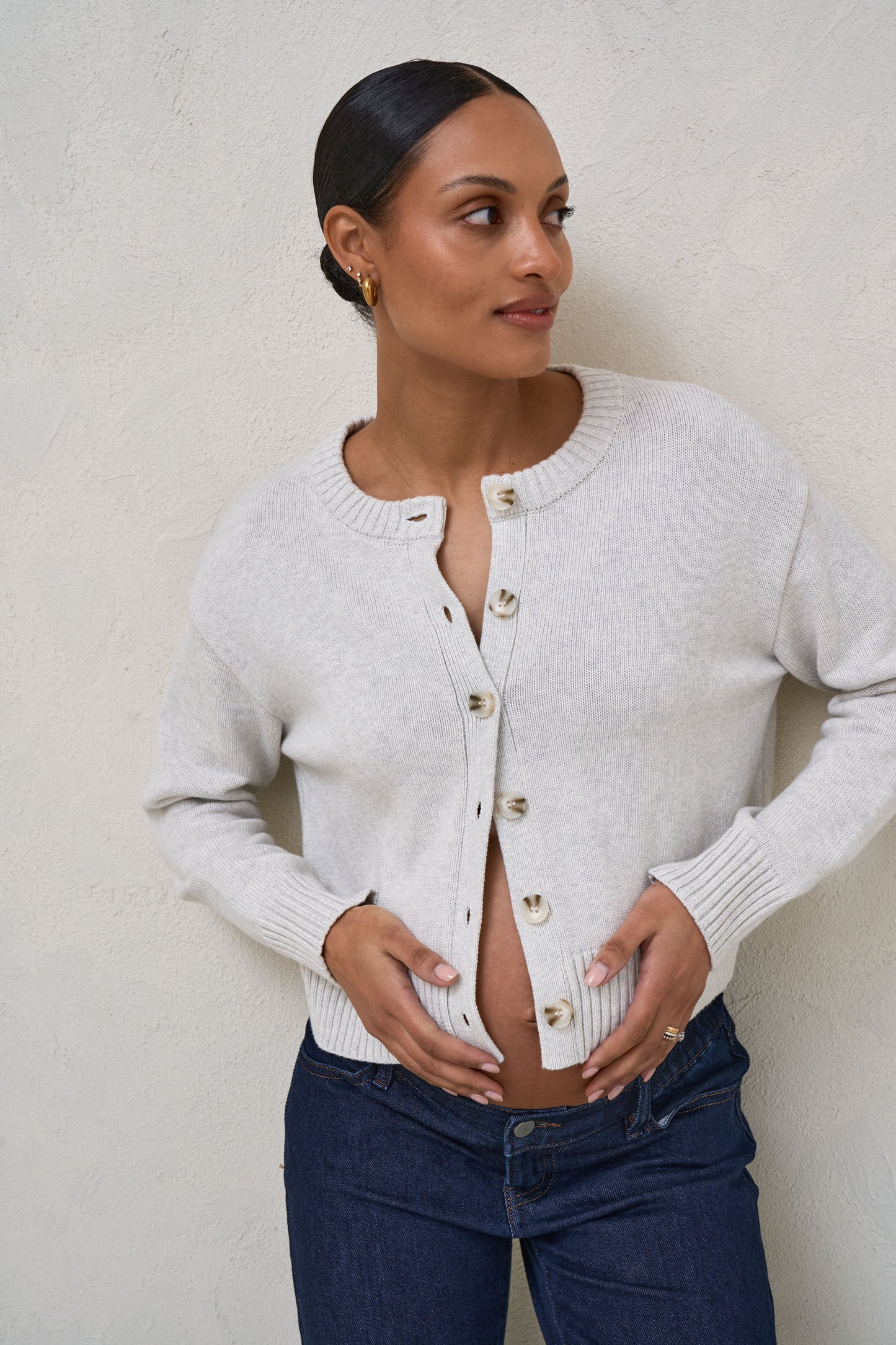 Maternity Cardigan Grey Marle 2