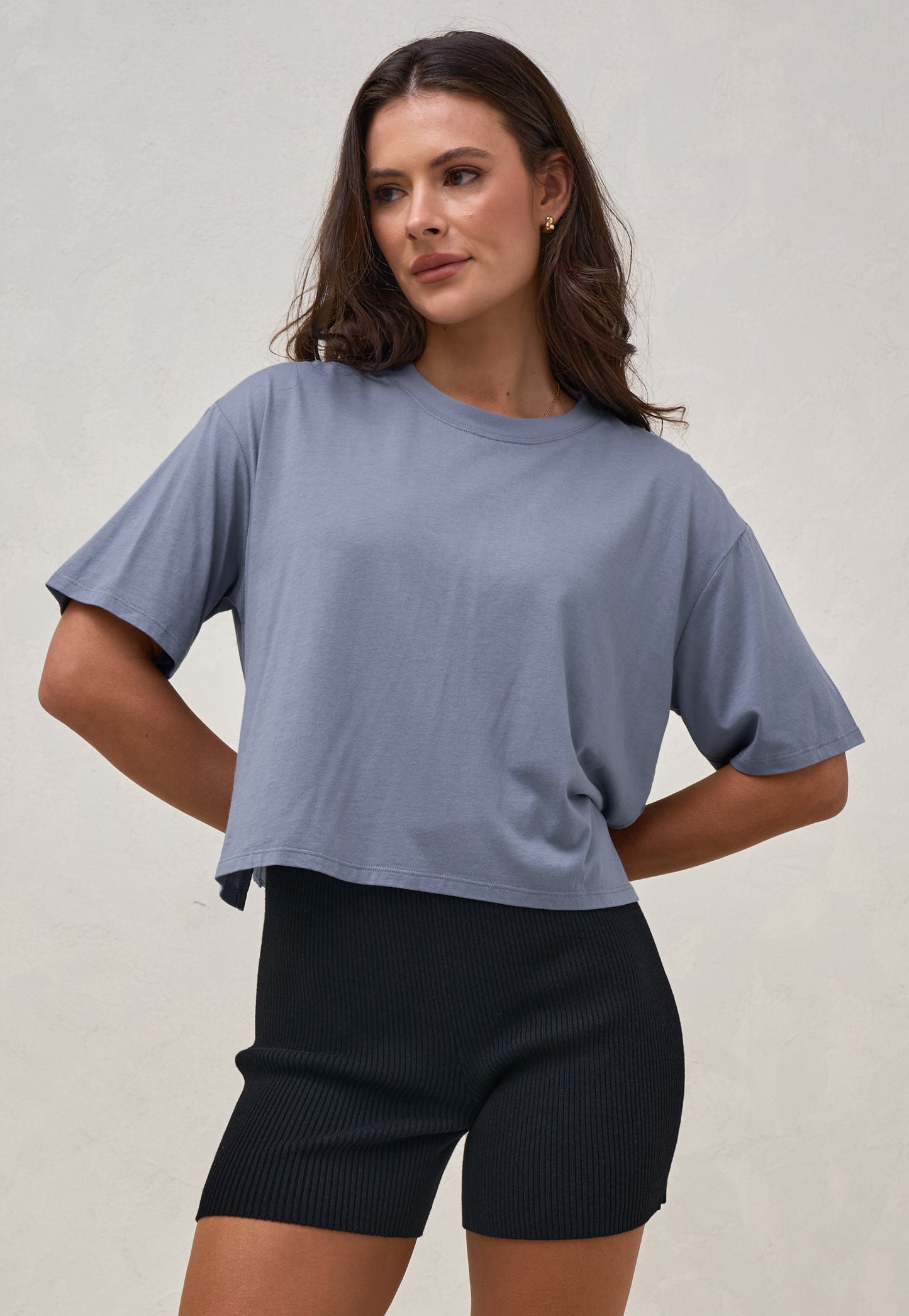 Into It Crop Tee - Blue
