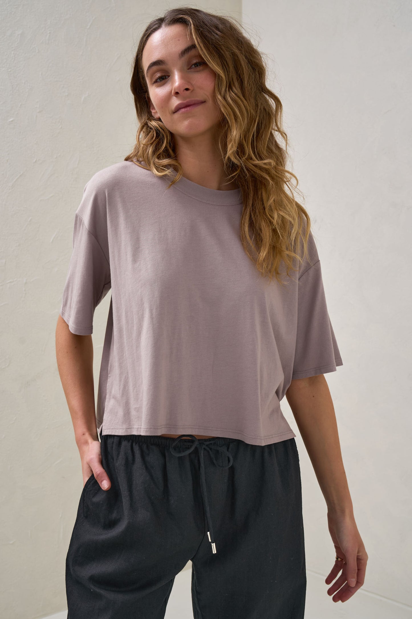 Into It Crop Tee - Taupe