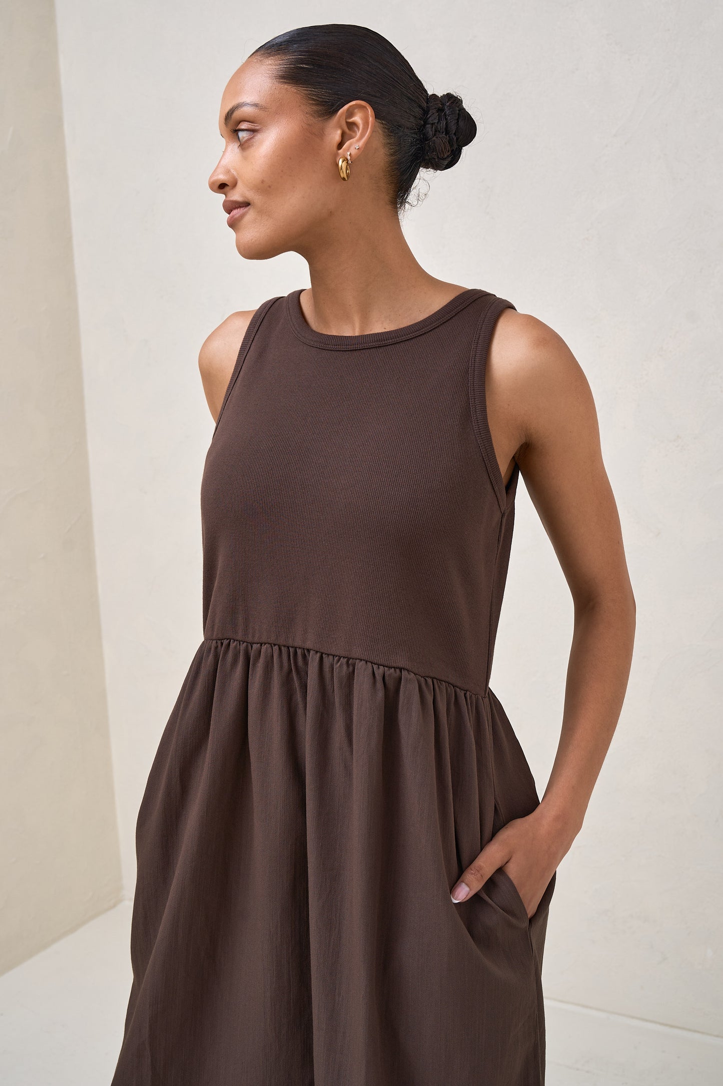 Serenade Midi Dress - Chocolate