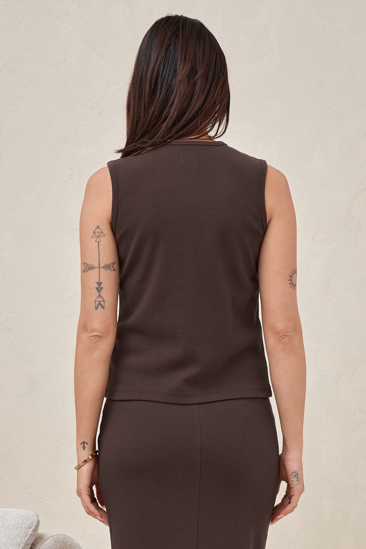 Storyline Button Tank - Chocolate