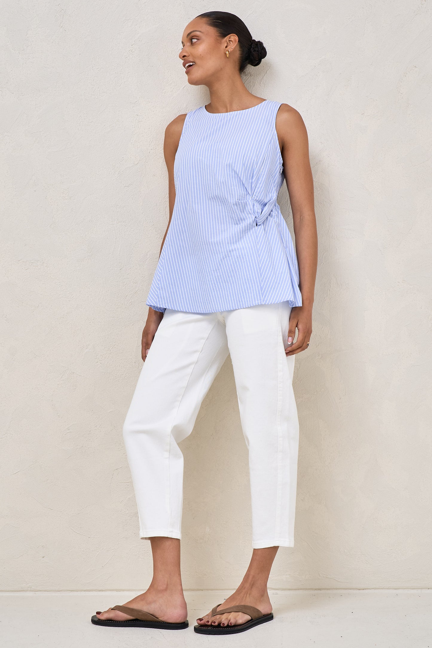 Plot Twist Woven Top - Blue/White Stripe