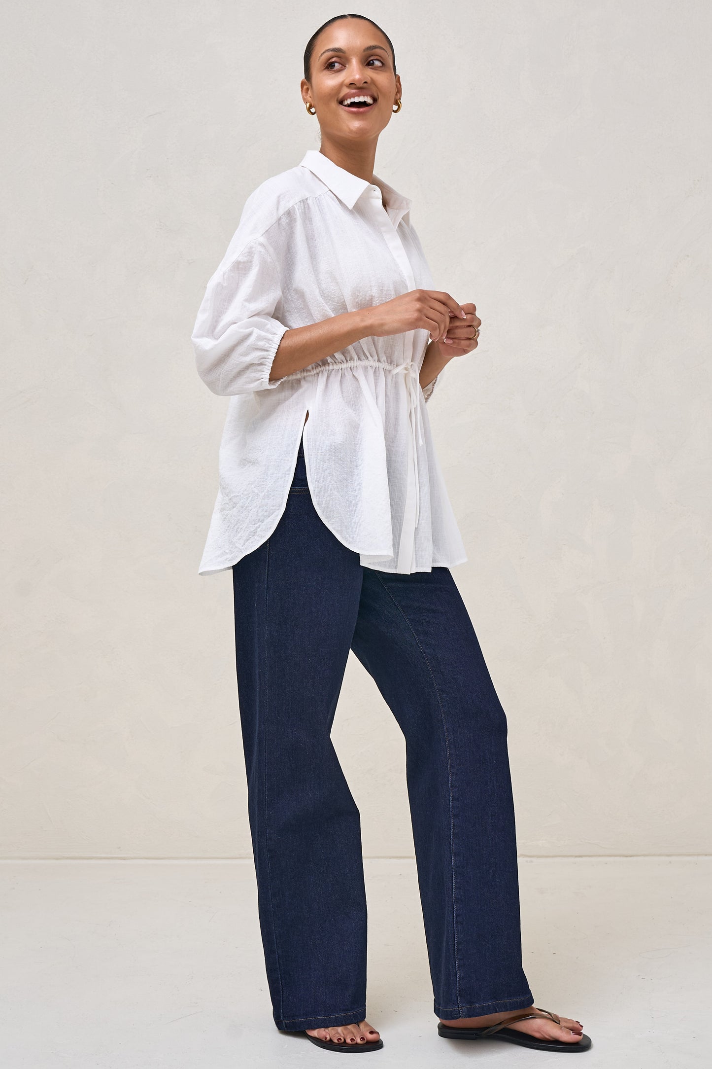 Soft Focus Gathered Top - White