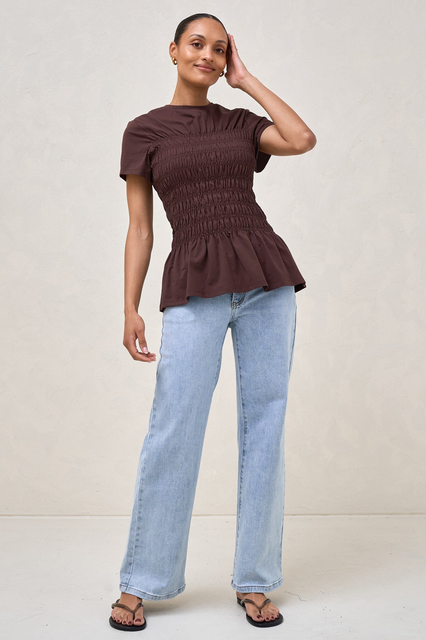 Bring It In Gathered Tee - Burgundy