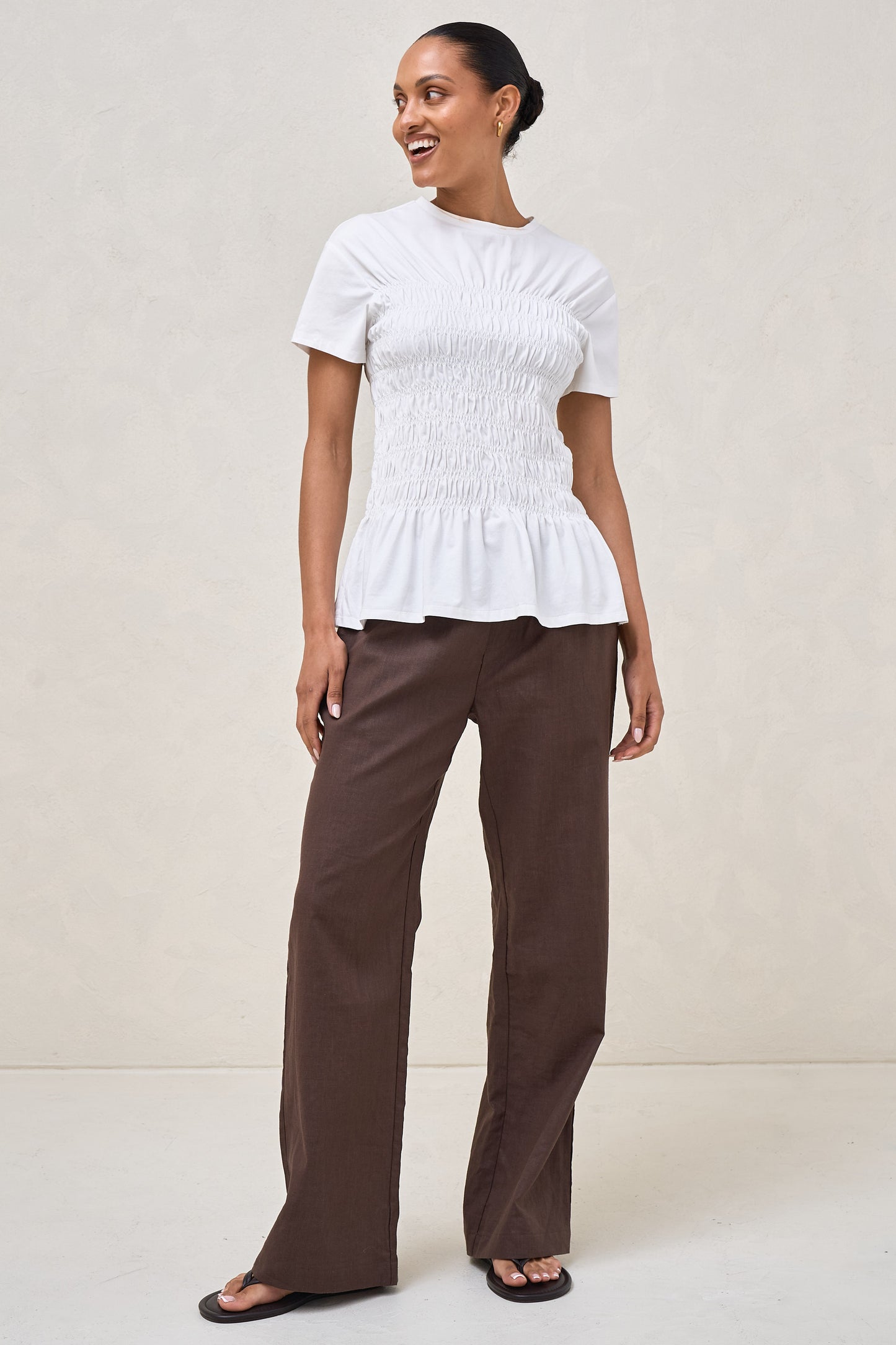 Bring It In Gathered Tee - White