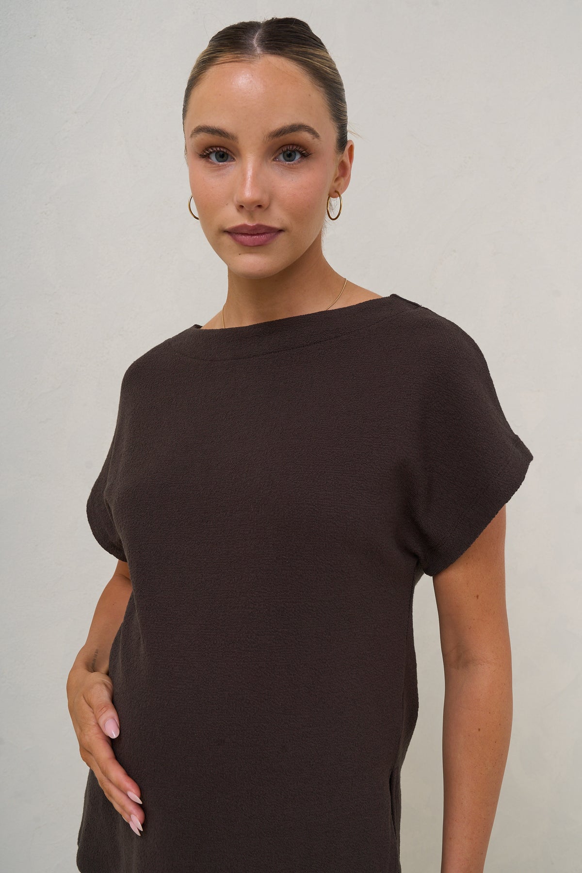 In Effect Boat Neck Tee - Espresso