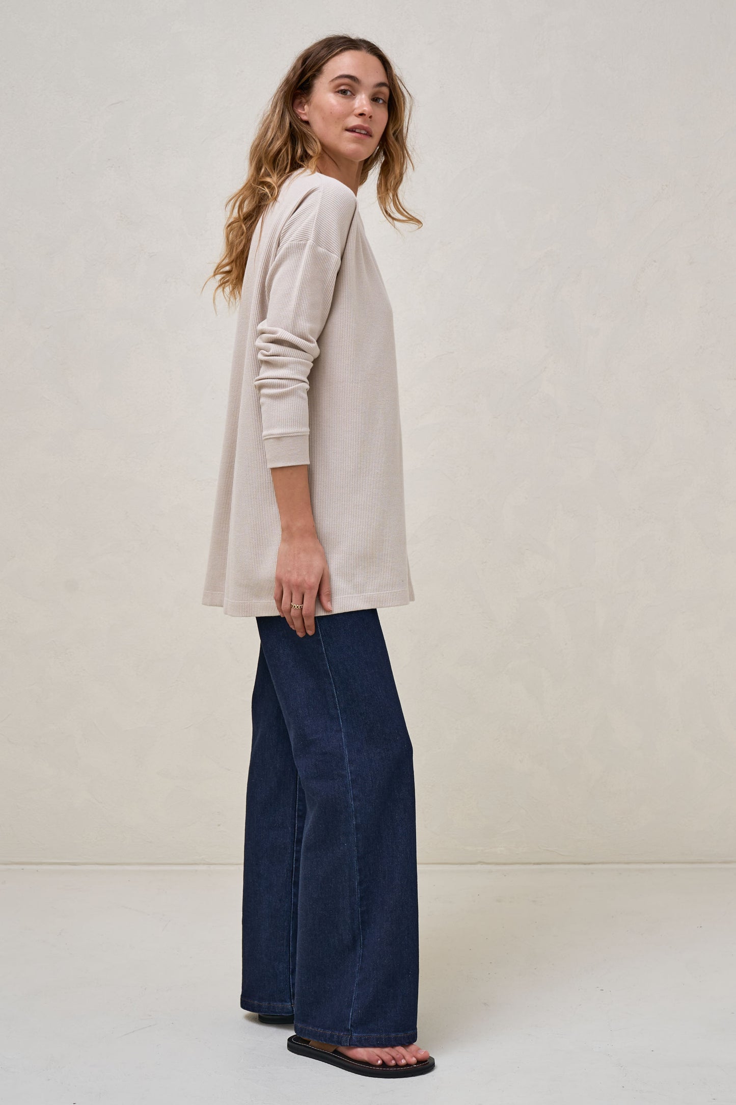 All For Us Waffle Henley - Stone