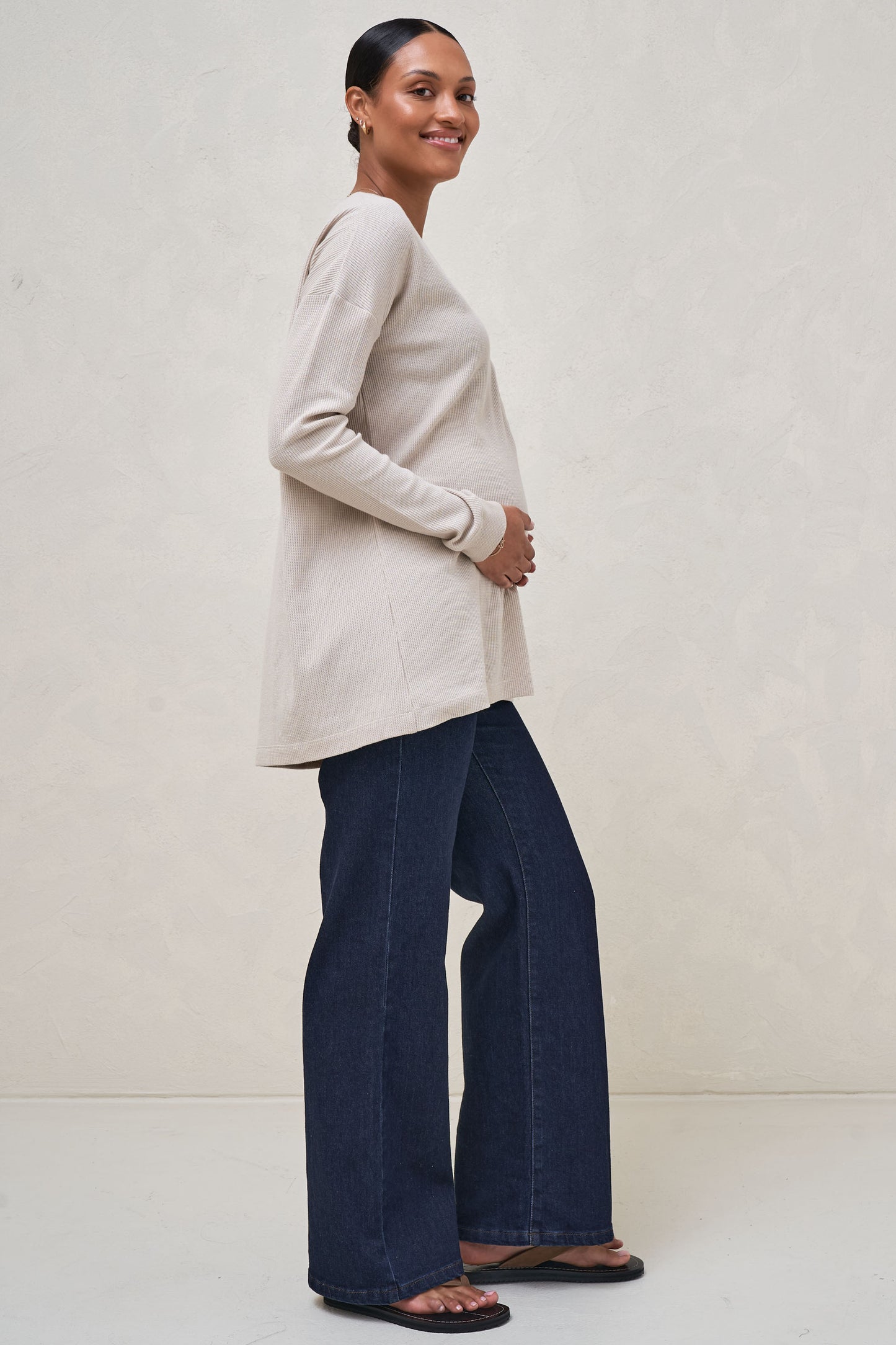 All For Us Waffle Henley - Stone