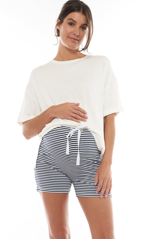 Stripe Maternity Pyjama Shorts -1