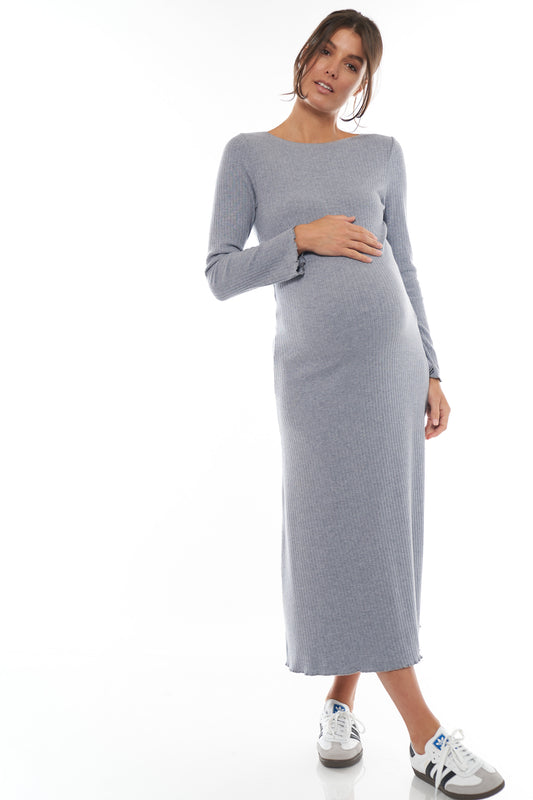 Rib Maternity Long Sleeve Dress -5