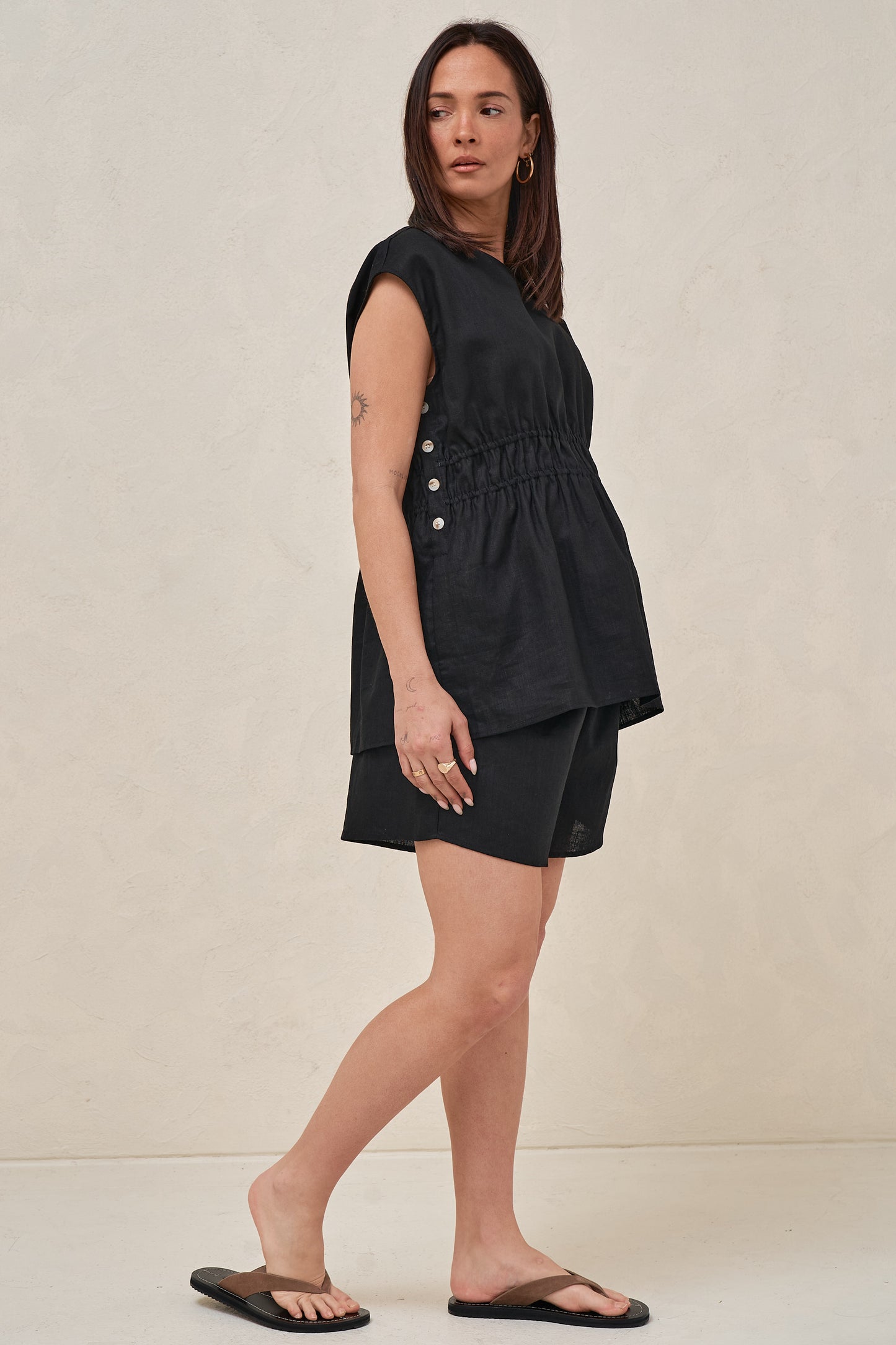 Timeless Button-Side Top - Black