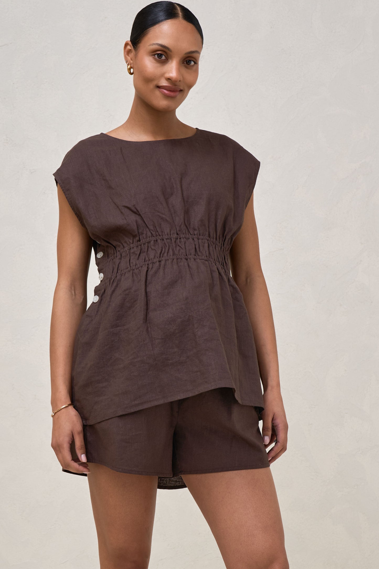 Timeless Button-Side Top - Chocolate