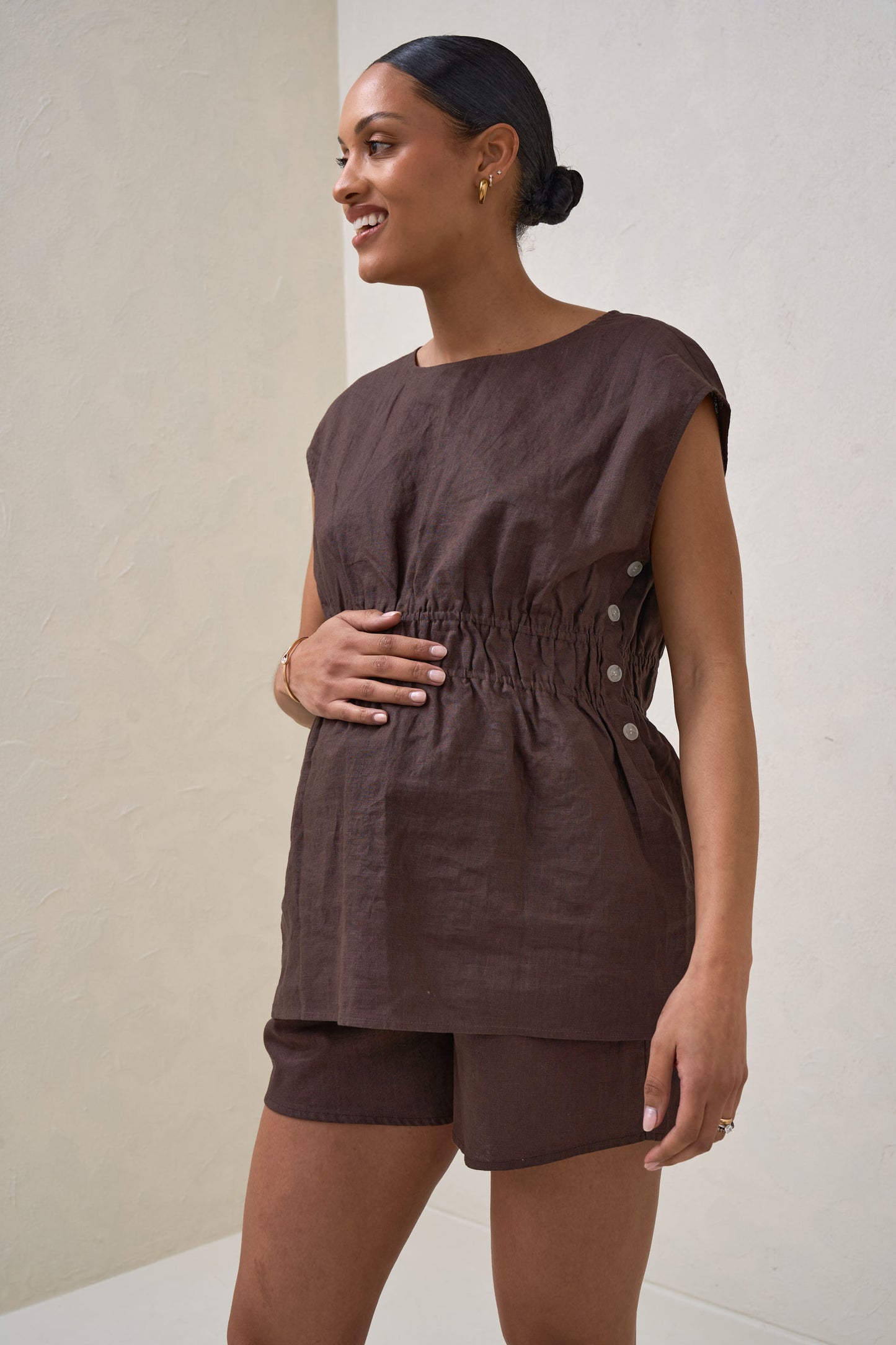 Linen Maternity Top -5