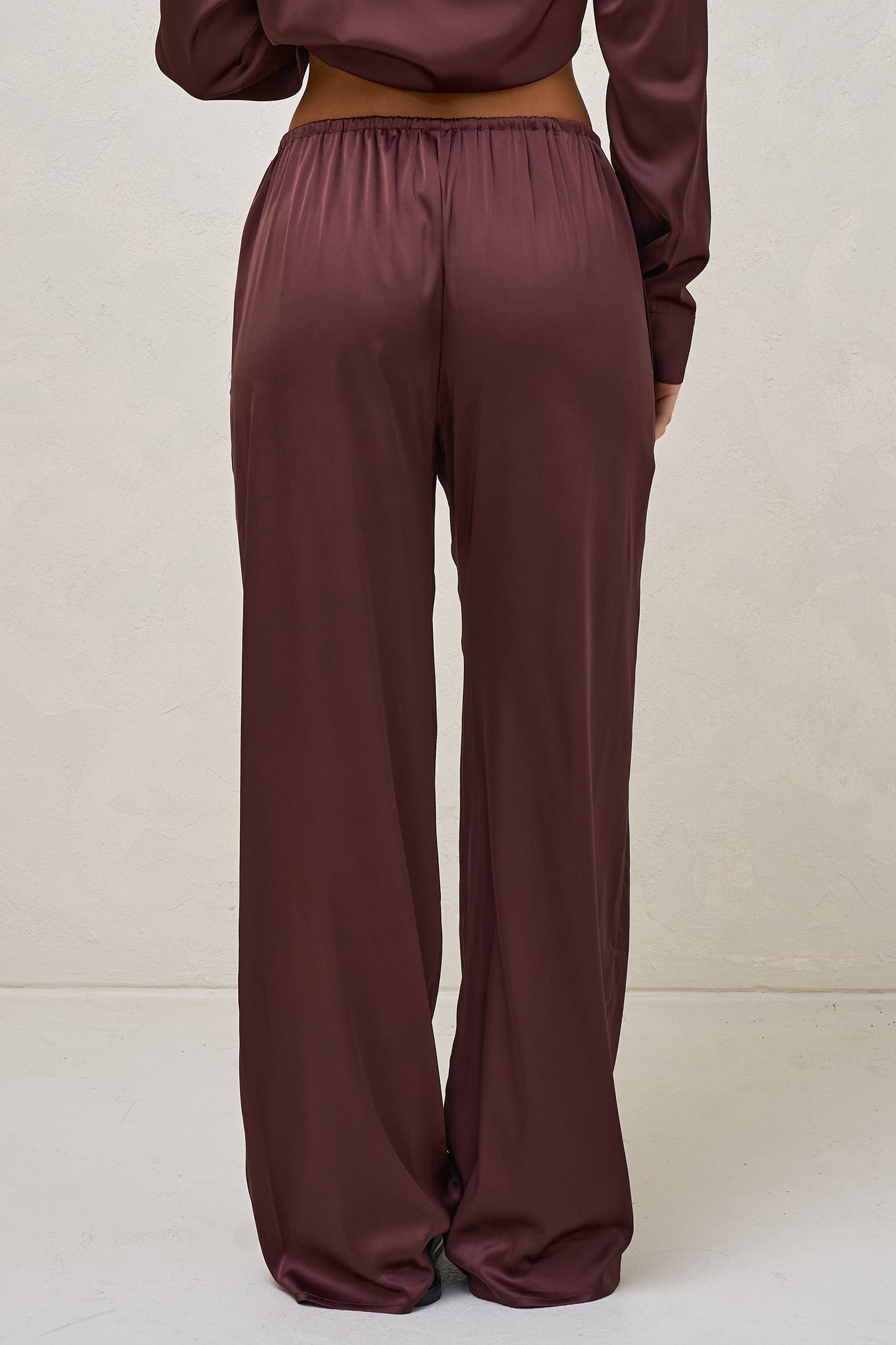 Spontaneous Satin Pant - Burgundy