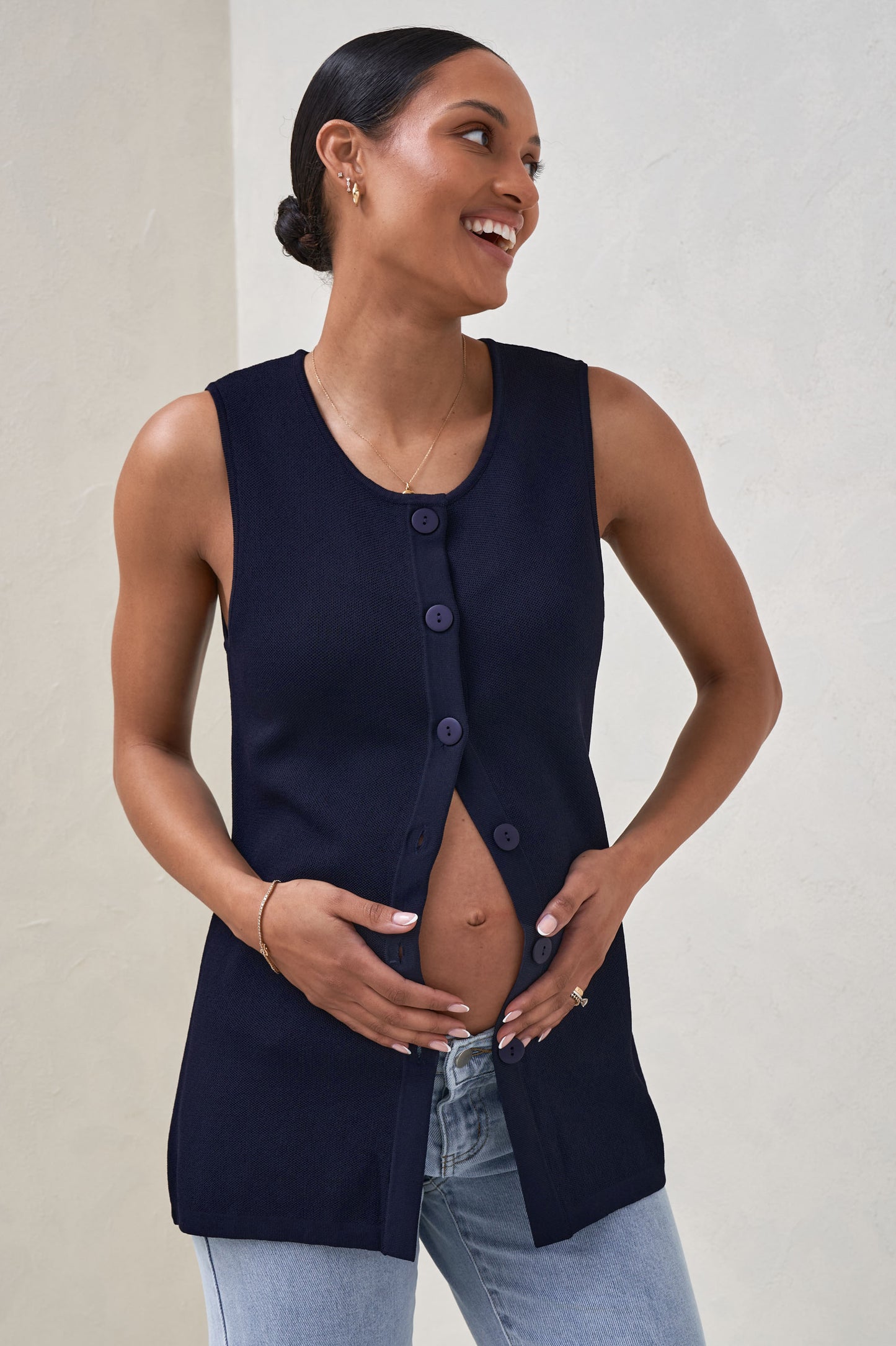 Sunday Best Button Vest - Ink