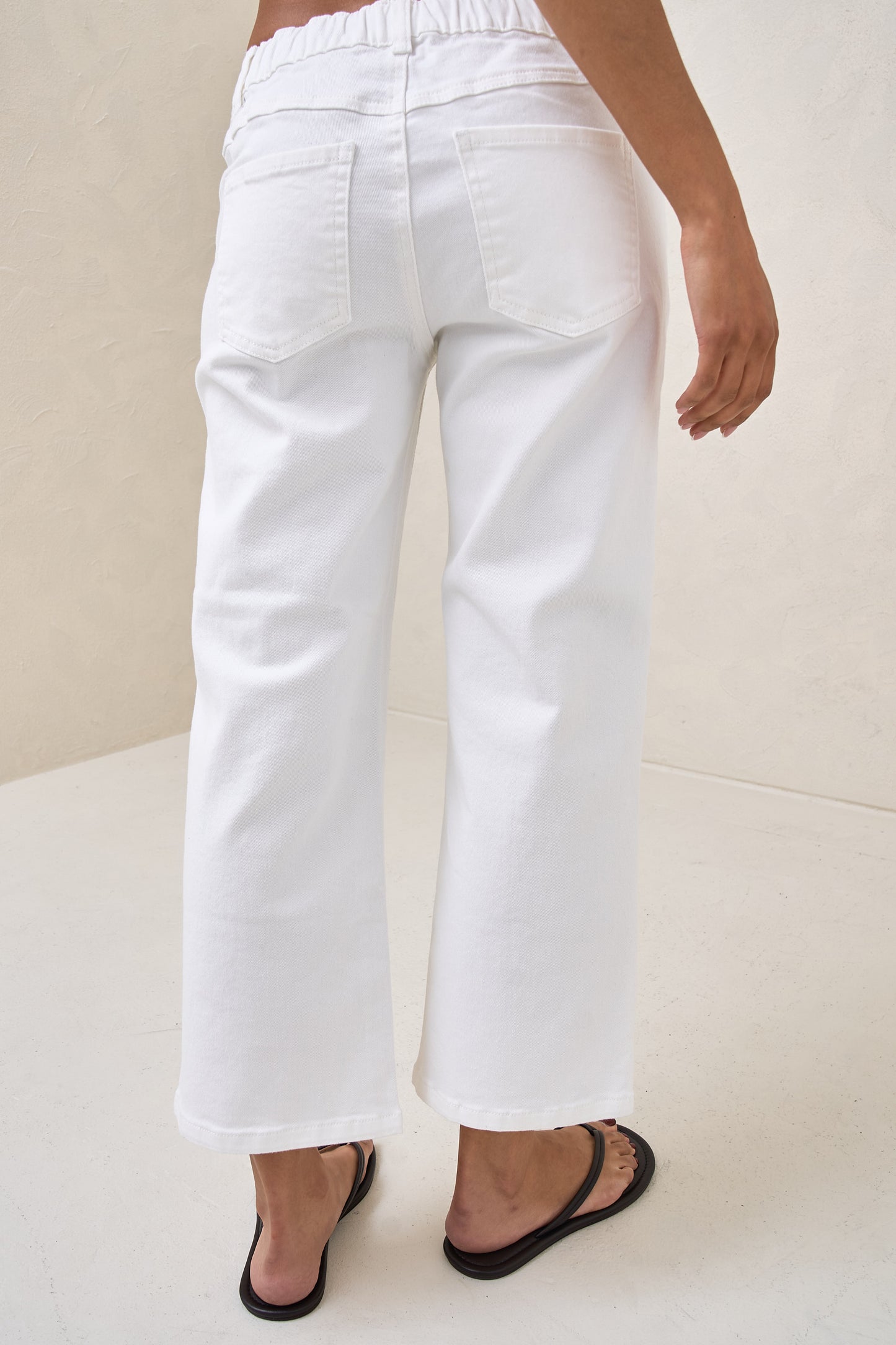 Walk The Talk Crop Wide Jean - White
