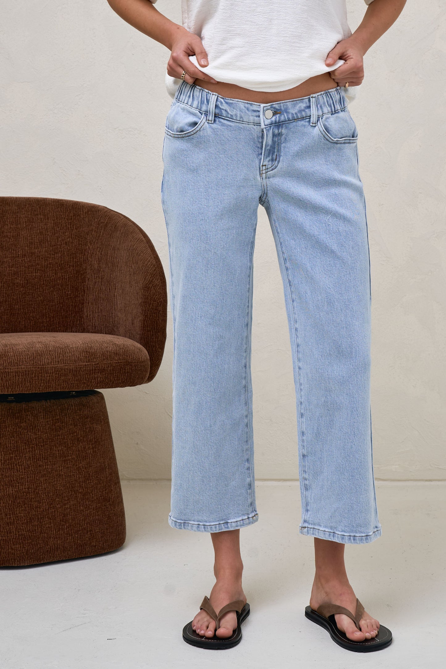 Walk The Talk Crop Wide Jean - Blue Salt