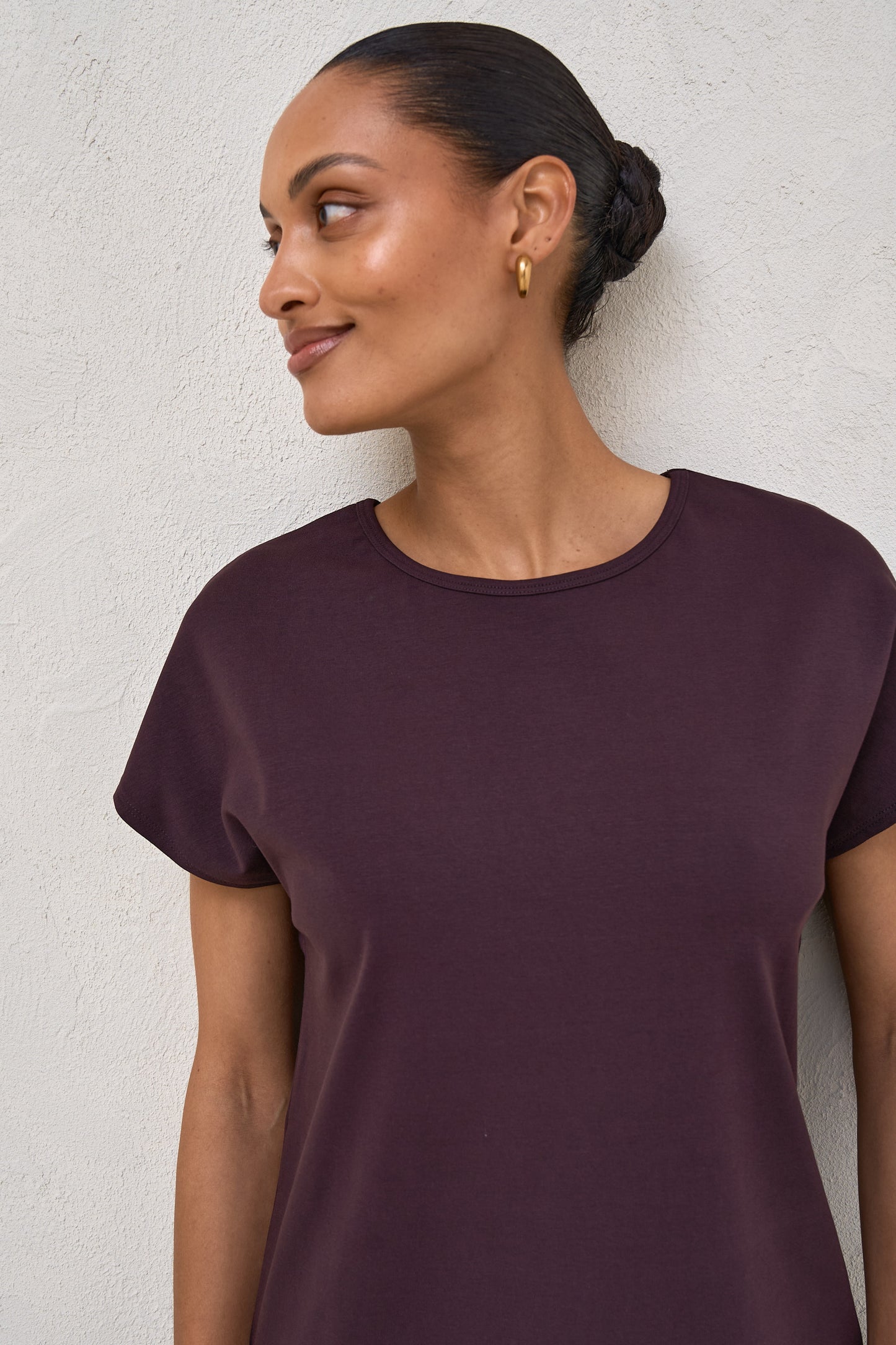 Minimalist Stretch Jersey Tee - Deep Plum