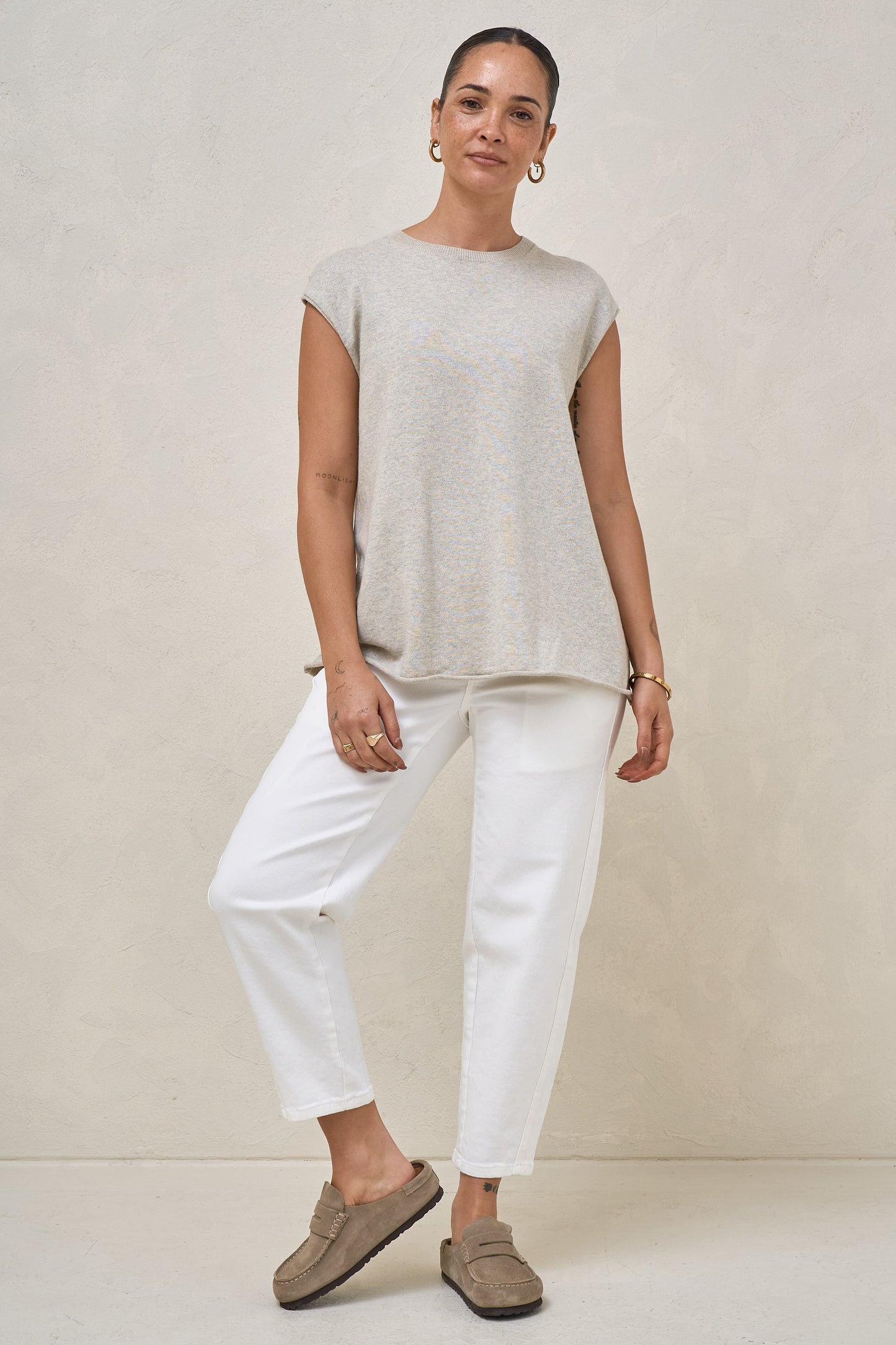 Light Form Knit Tank - Warm Grey Marle