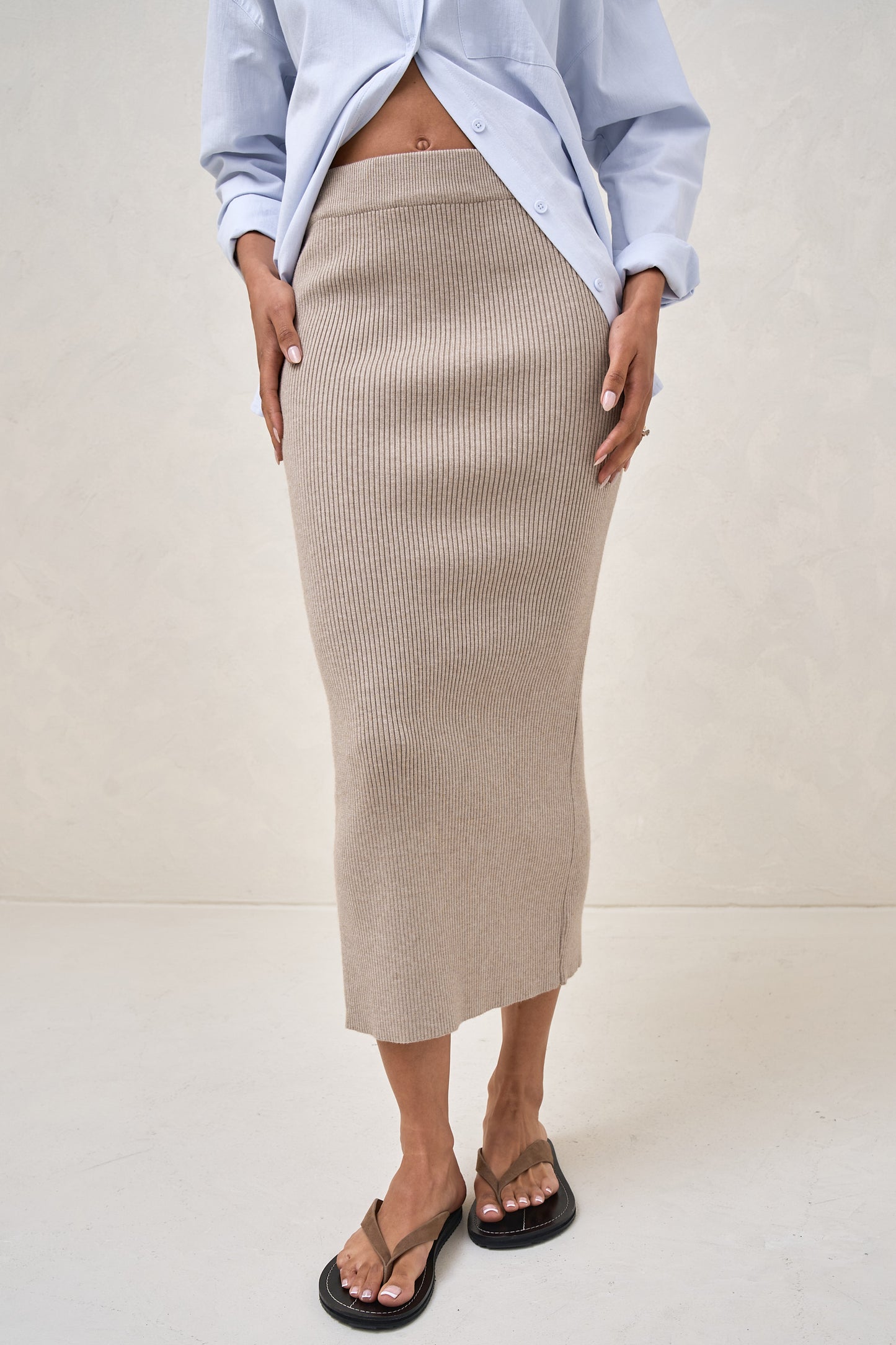 Serendipity Rib Skirt - Oatmeal