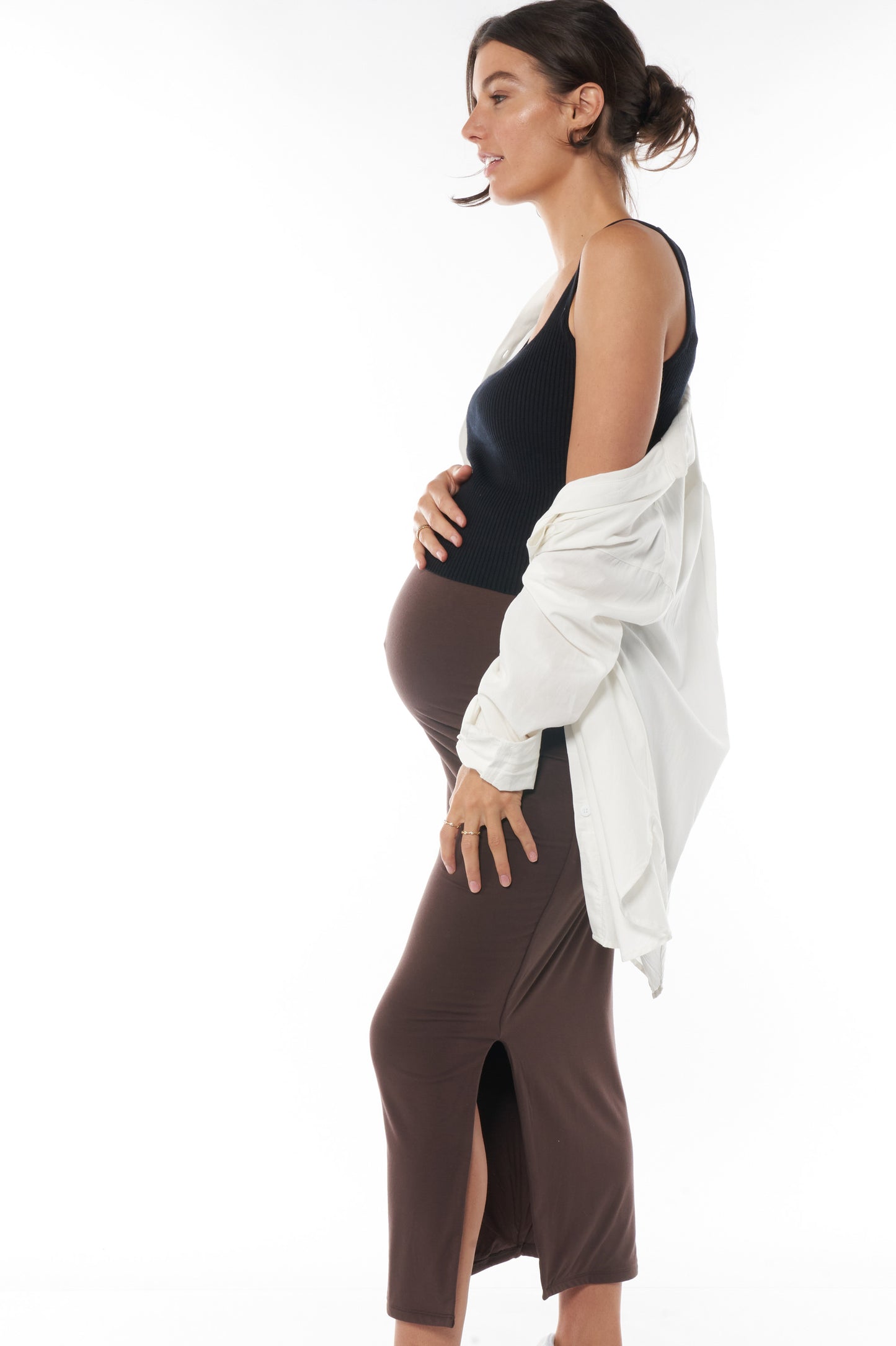Maternity Maxi Skirt - Chocolate -3