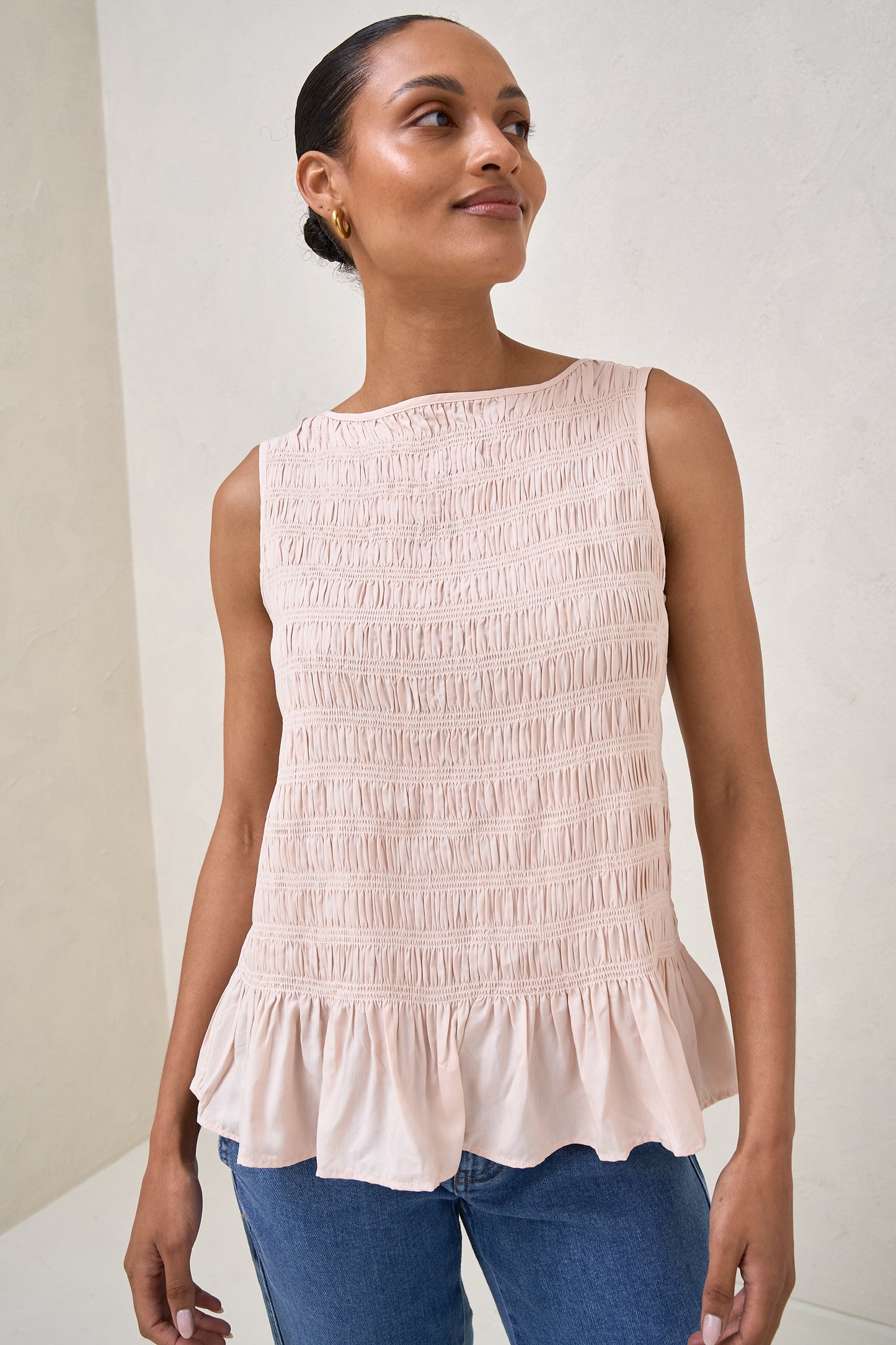 Blurred Lines Gathered Top - Soft Pink