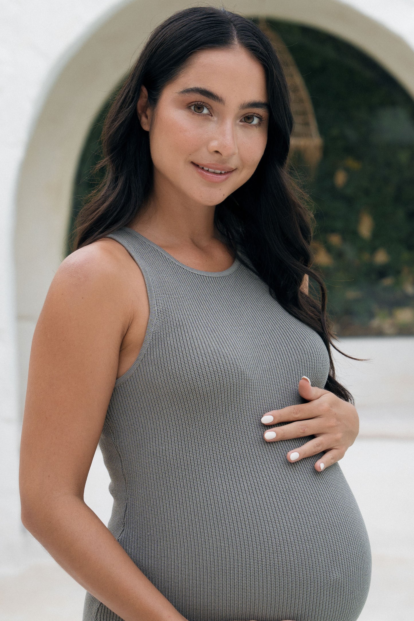 maternity knit dress khaki -9