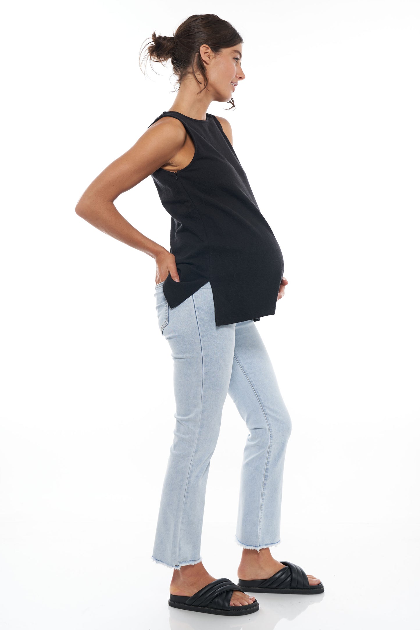 Kick Flare Maternity Jeans in Light Blue 2.
