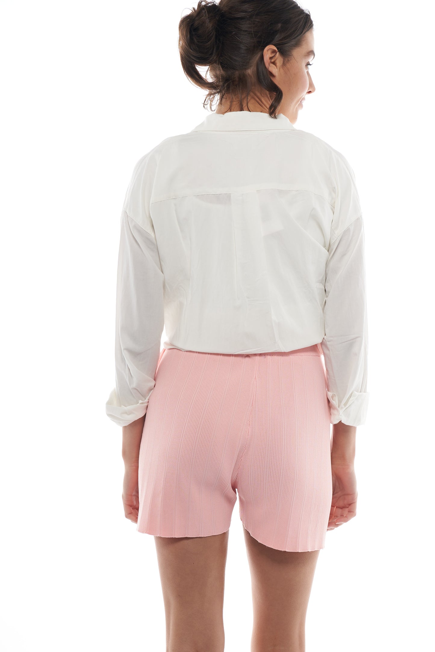 Ribbed Maternity Shorts - Pink 3