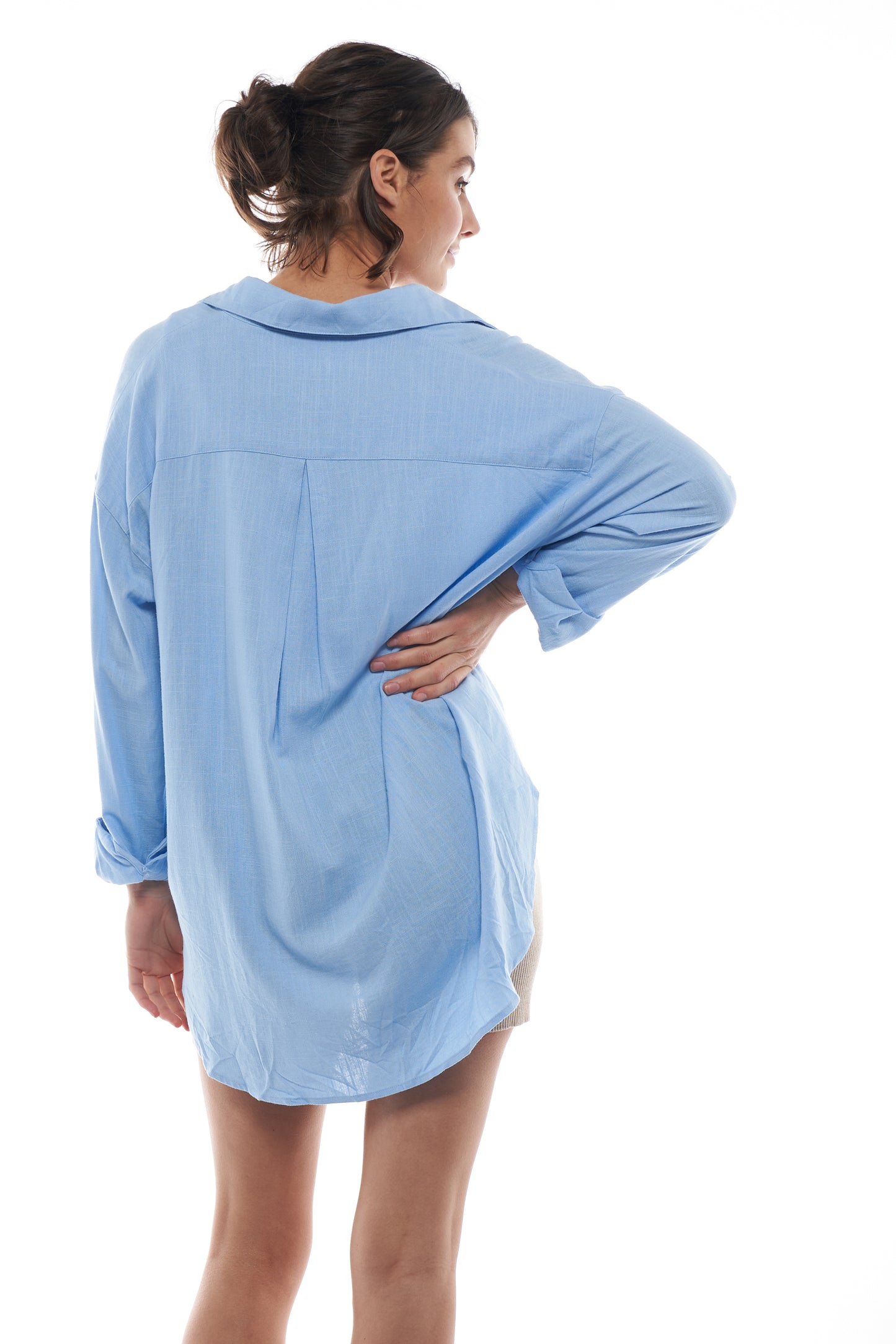 Maternity Linen Shirt - Blue 3