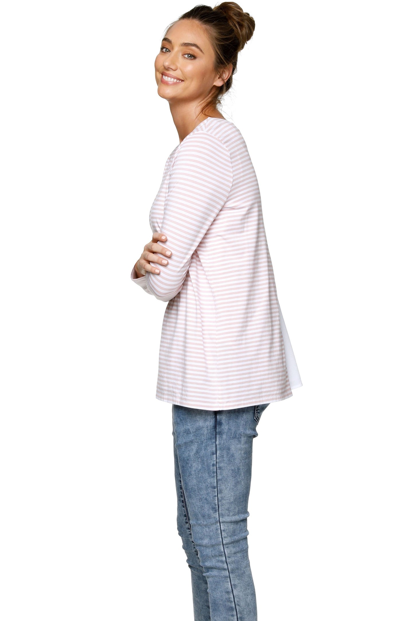 Casual Maternity Top Pink Stripe - 7