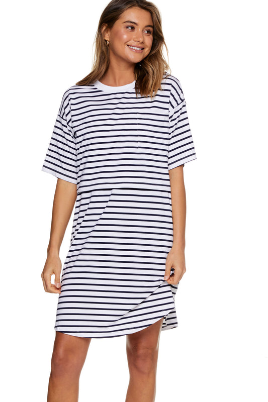 Maternity Pajamas Nursing Dress Stripe - 5