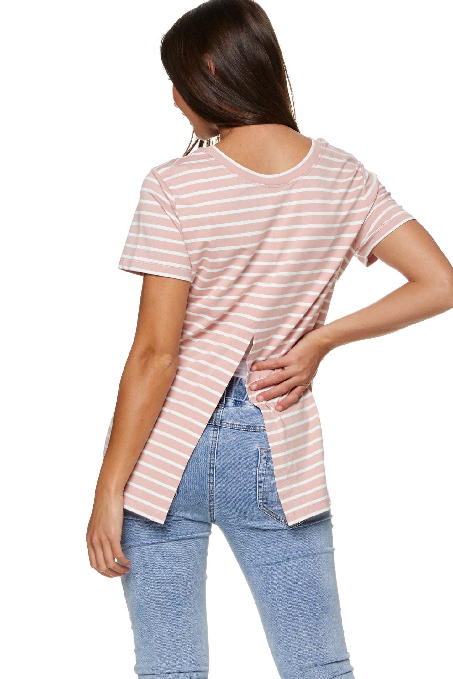 Pink Stripe Maternity T-Shirt - 4