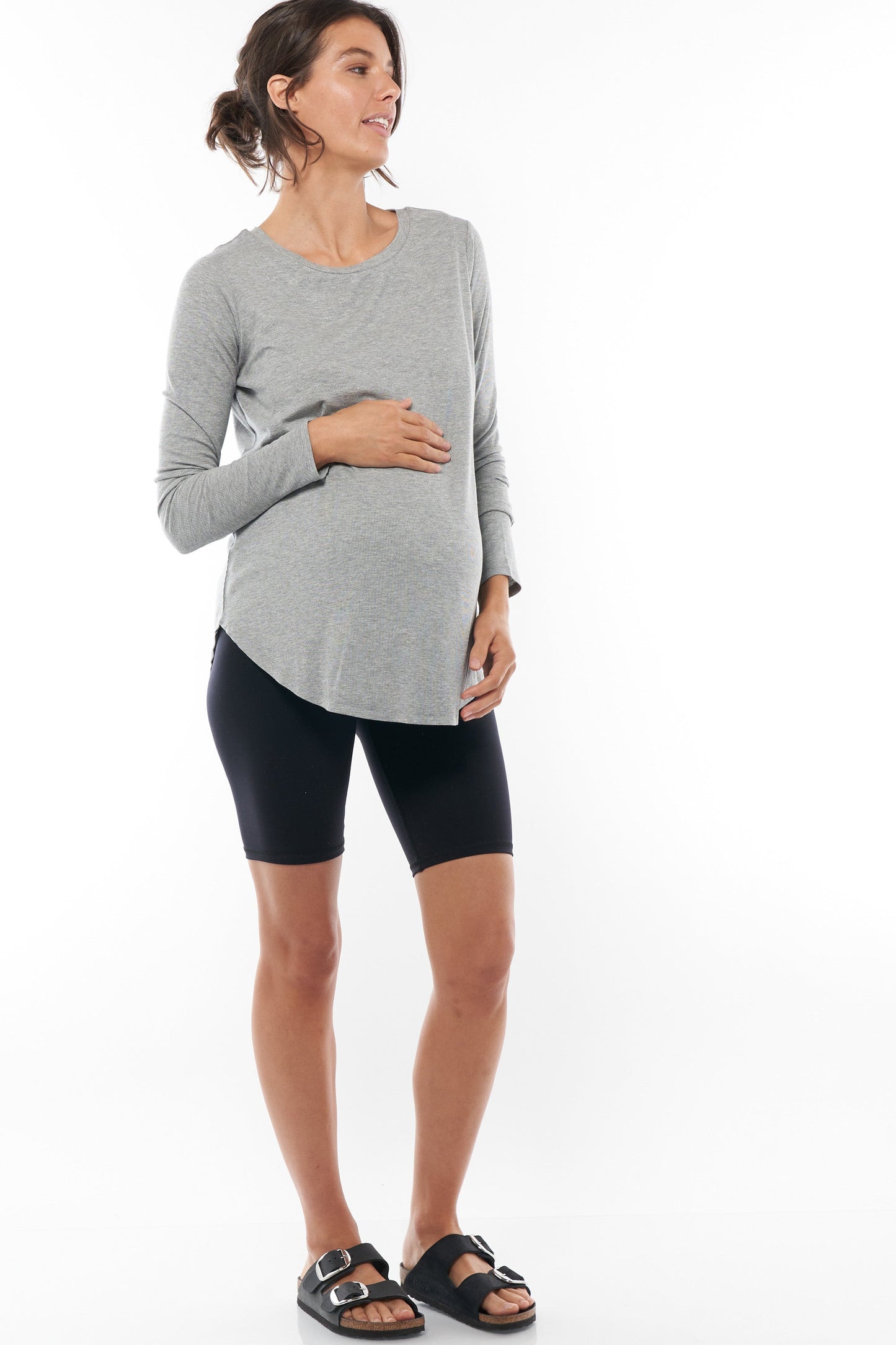 WHS25-72-Best Is Yet Ribbed Nursing Top-Grey Marle*