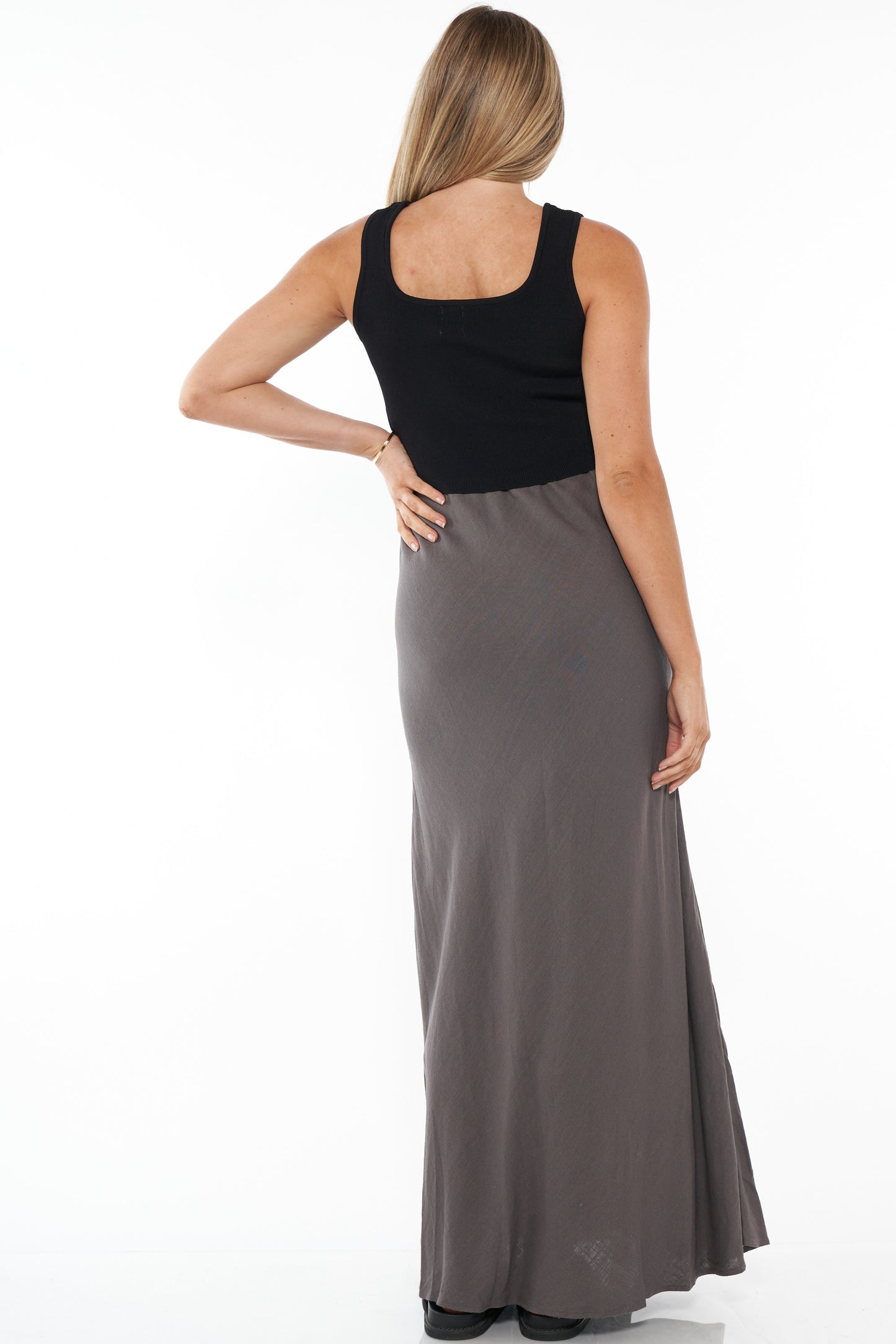 maternity maxi skirt in linen -3