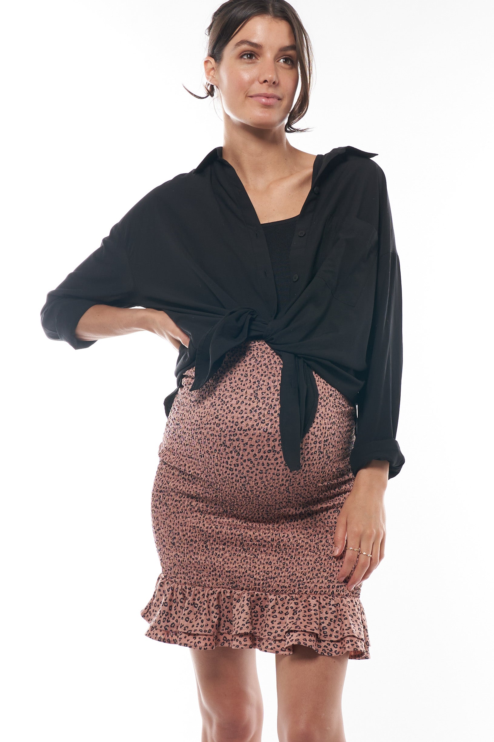 Cheetah frill outlet skirt