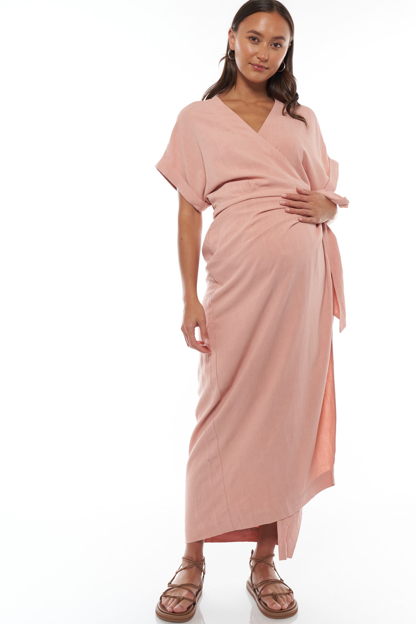maternity linen maxi dress -1