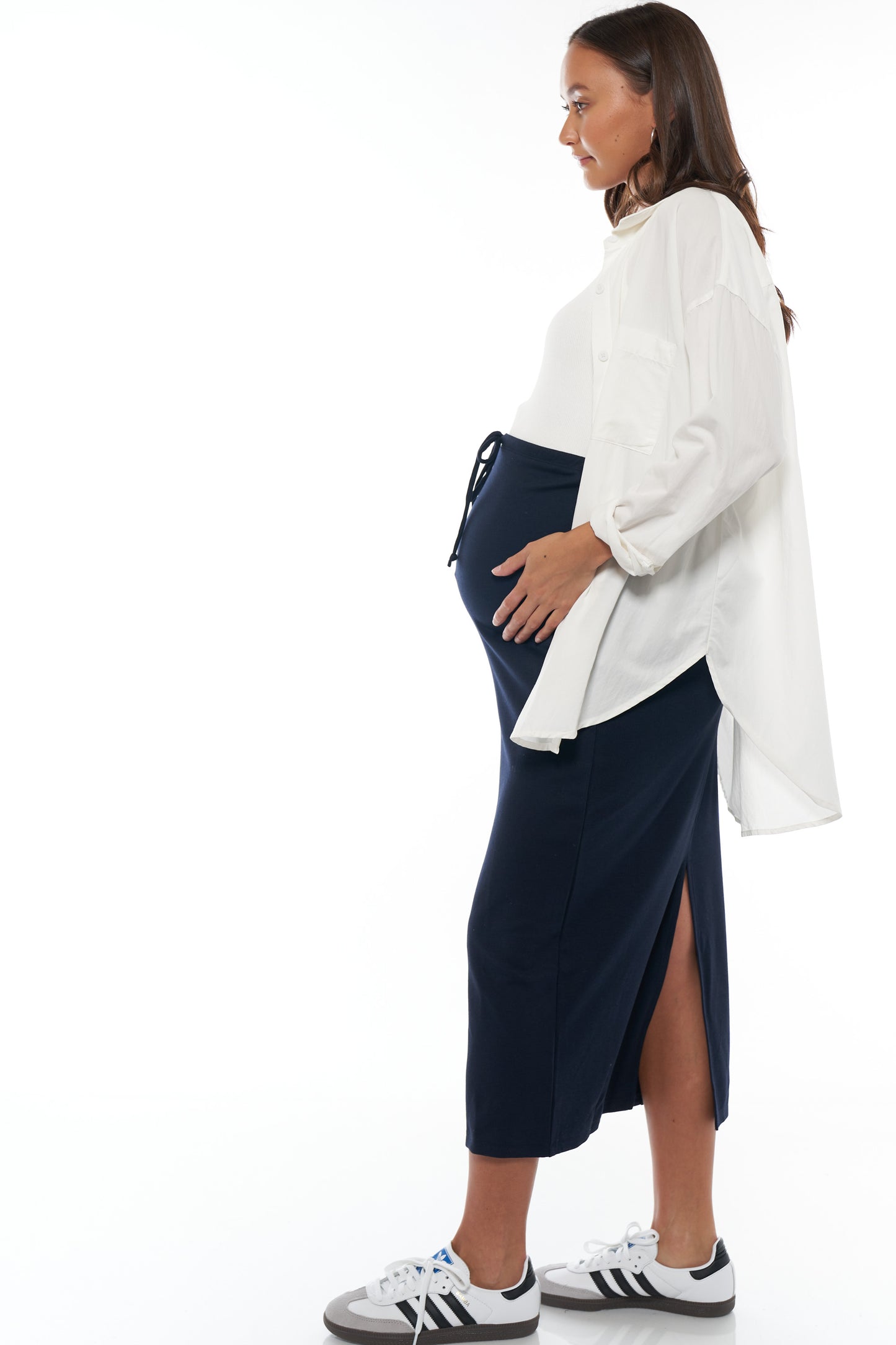 Navy Maternity Midi Skirt -3