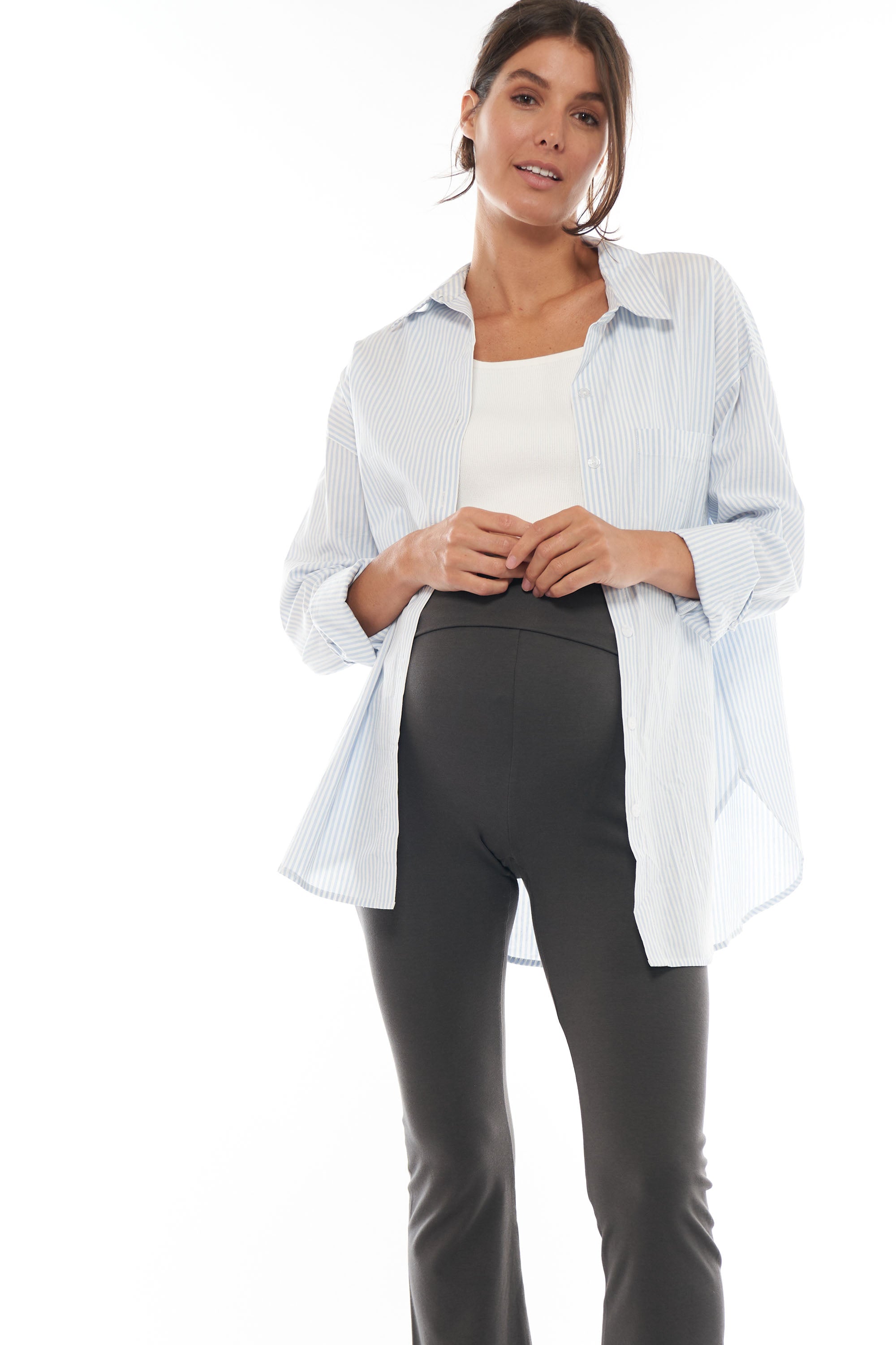 light pink maternity shirt