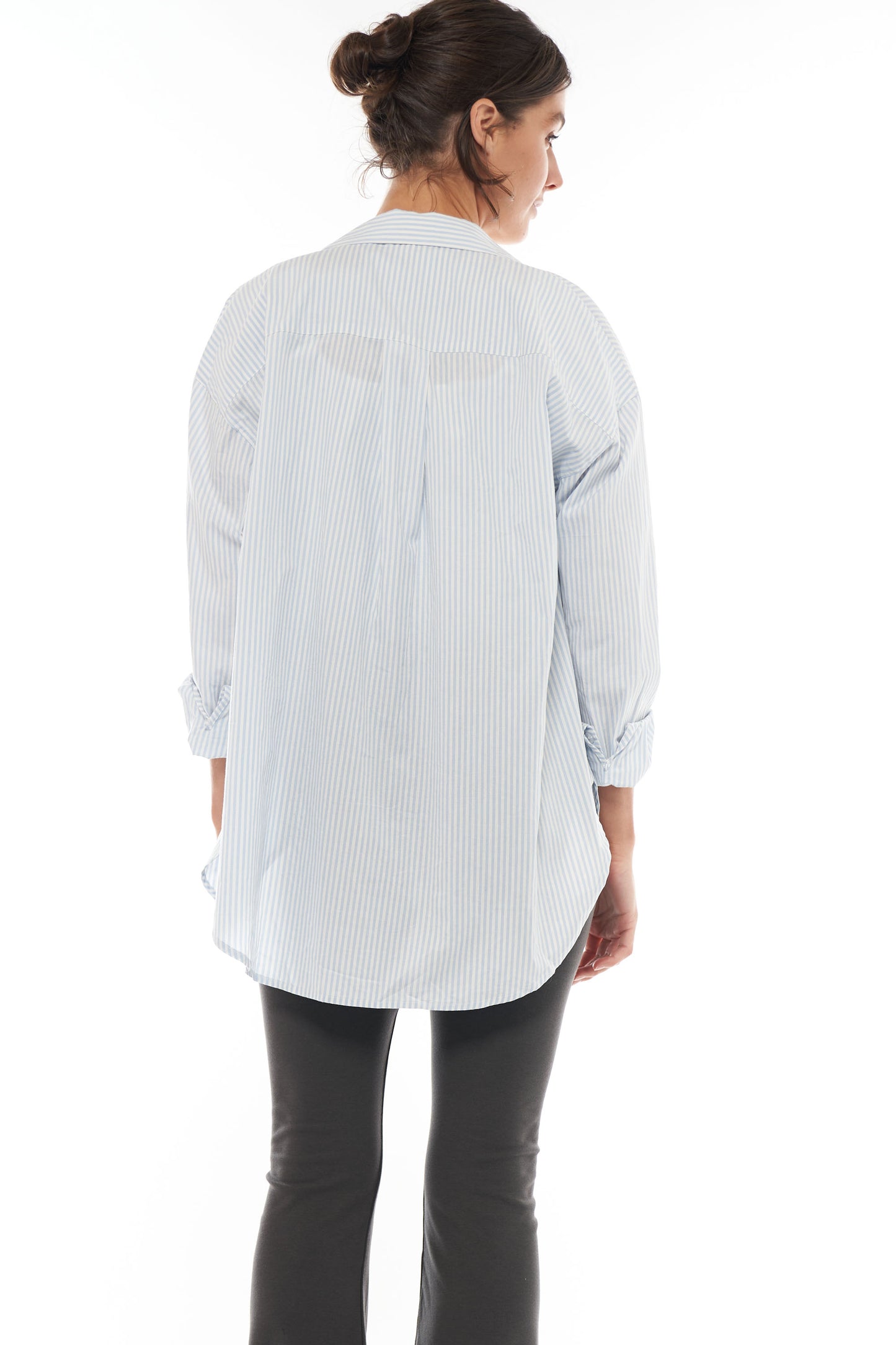 Stripe Maternity Shirt - Light Blue -4