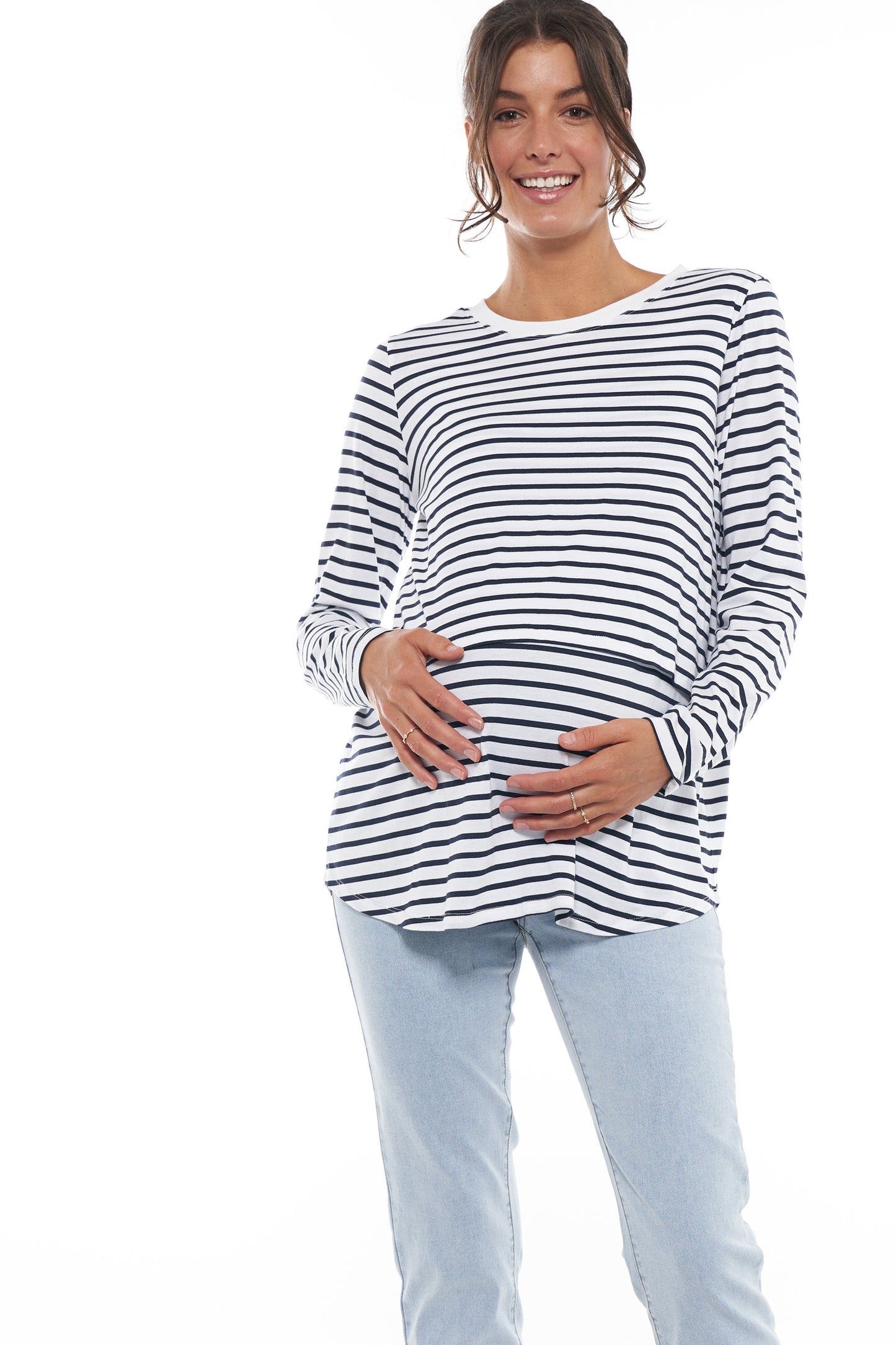 maternity and nursing top long sleeve stripe image 1