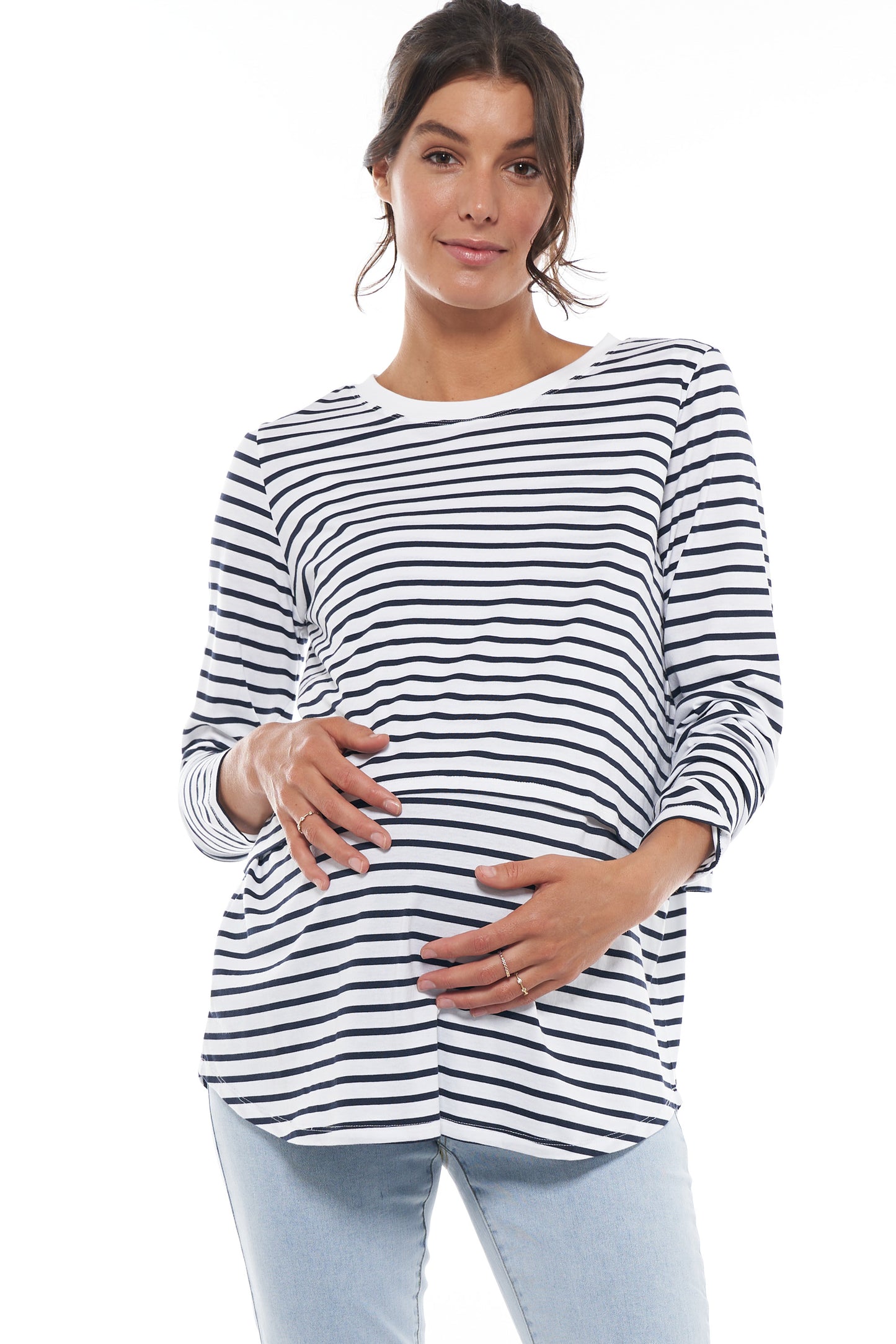 maternity and nursing top long sleeve stripe image 3