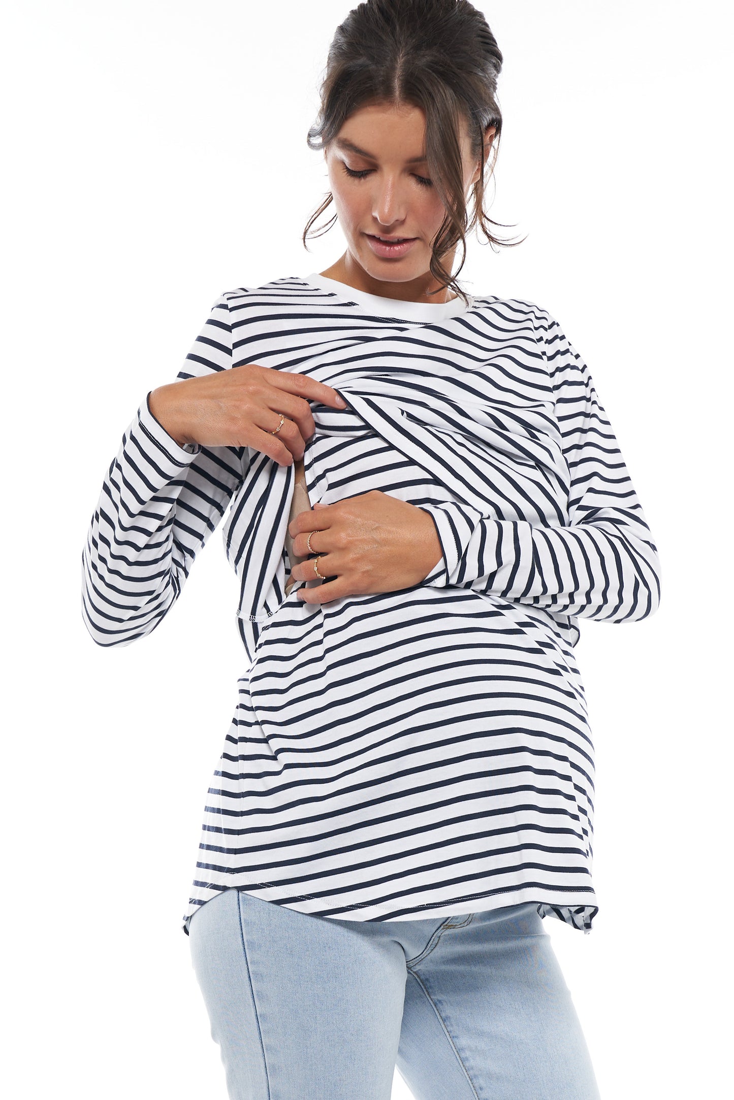 maternity and nursing top long sleeve stripe image 6