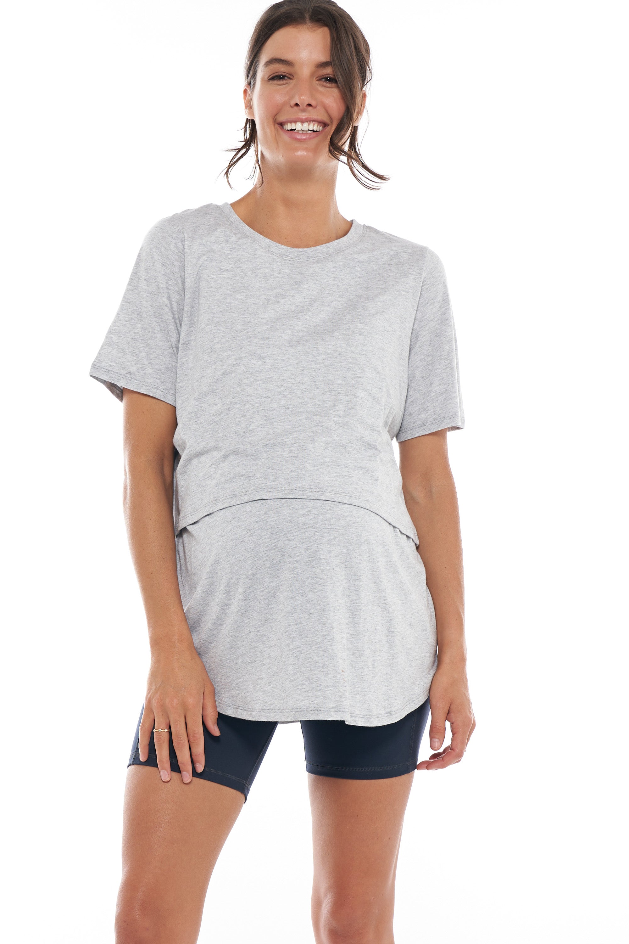 Maternity and Nursing Top Grey Marle BAE The Label Australia