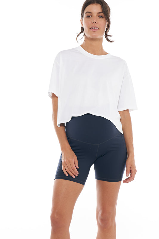 White Maternity Cropped Tee - Image 1