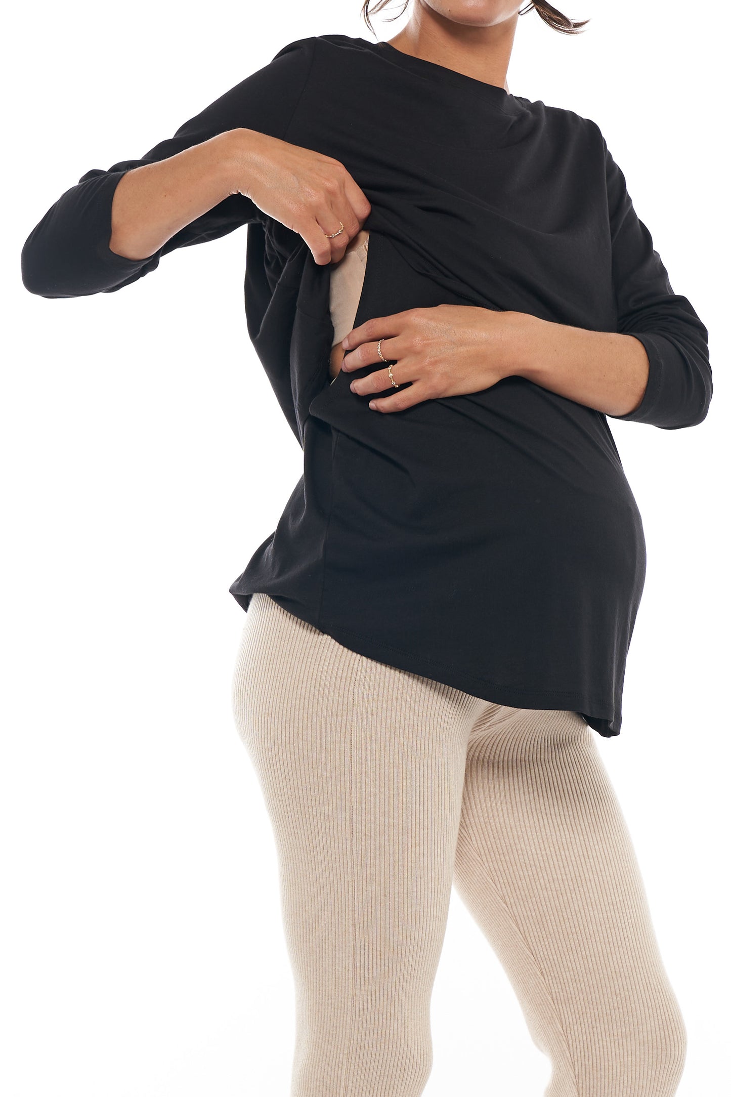 long sleeve maternity top black - image 4