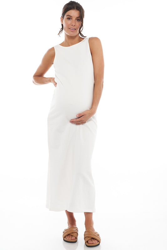 White Maternity Column Dress - 1