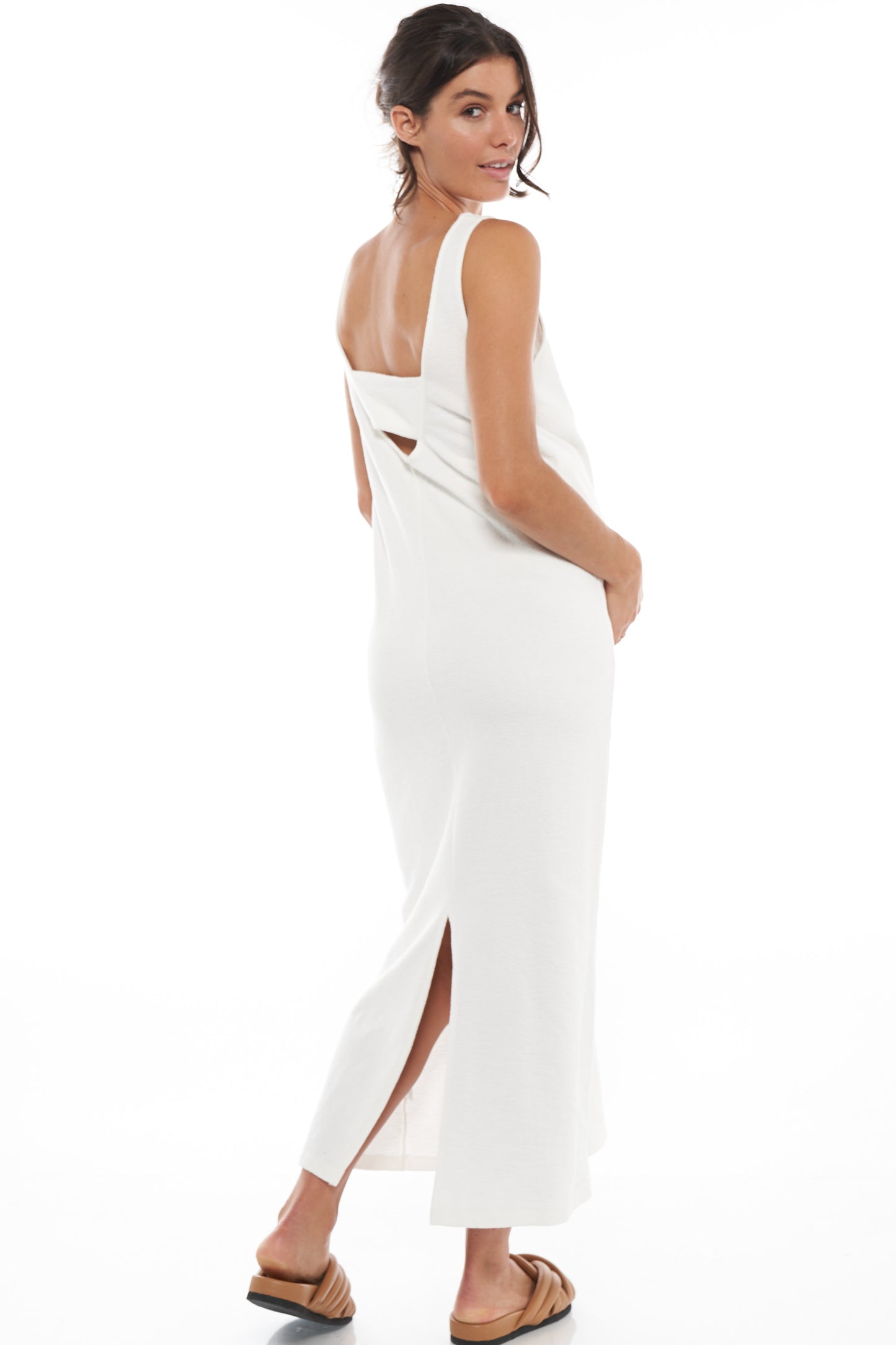 White Maternity Column Dress - 3