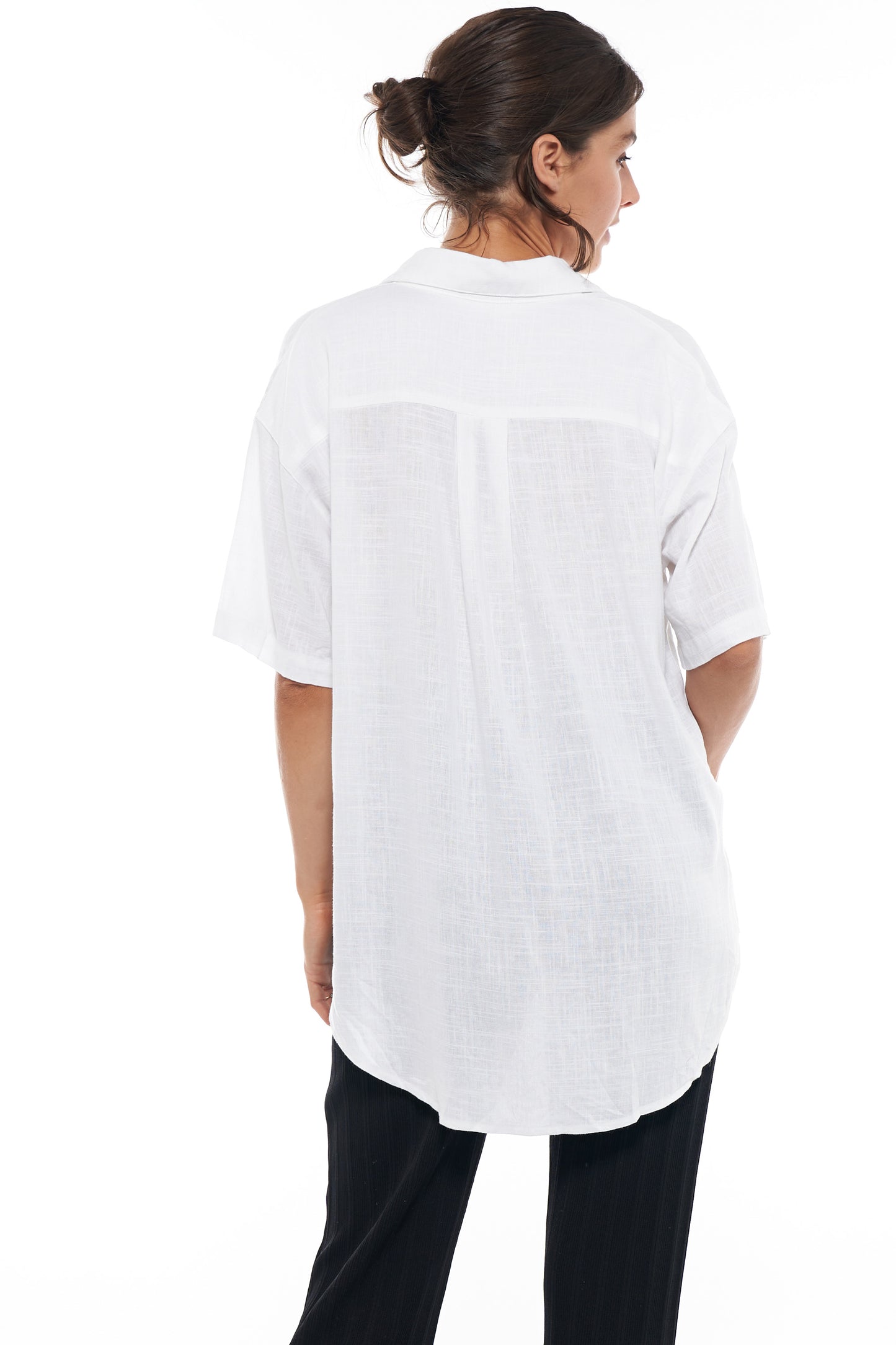Maternity Short Sleeve Linen Shirt -3
